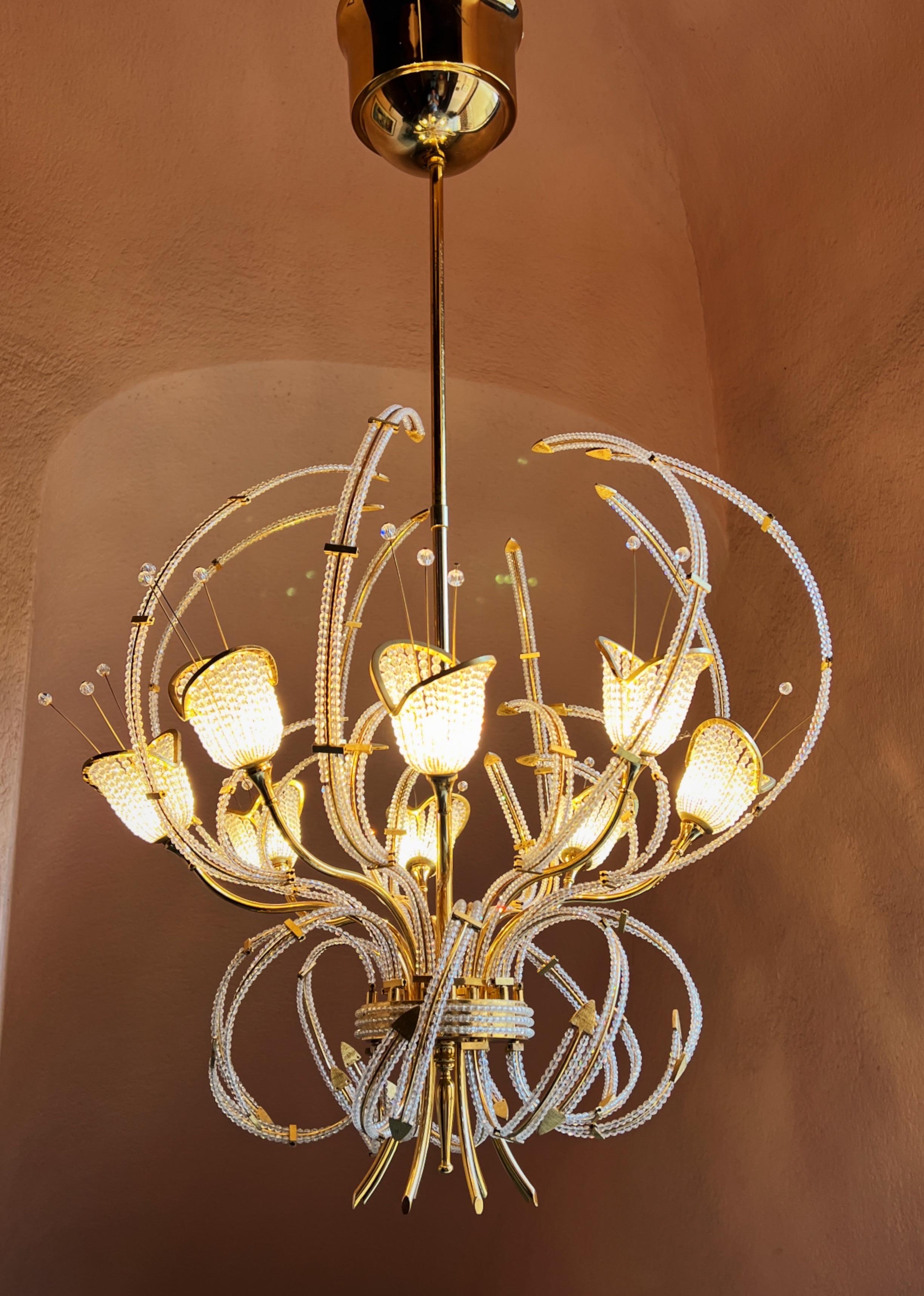 Italian French Maison Bagues Beaded Crystal Chandelier For Sale