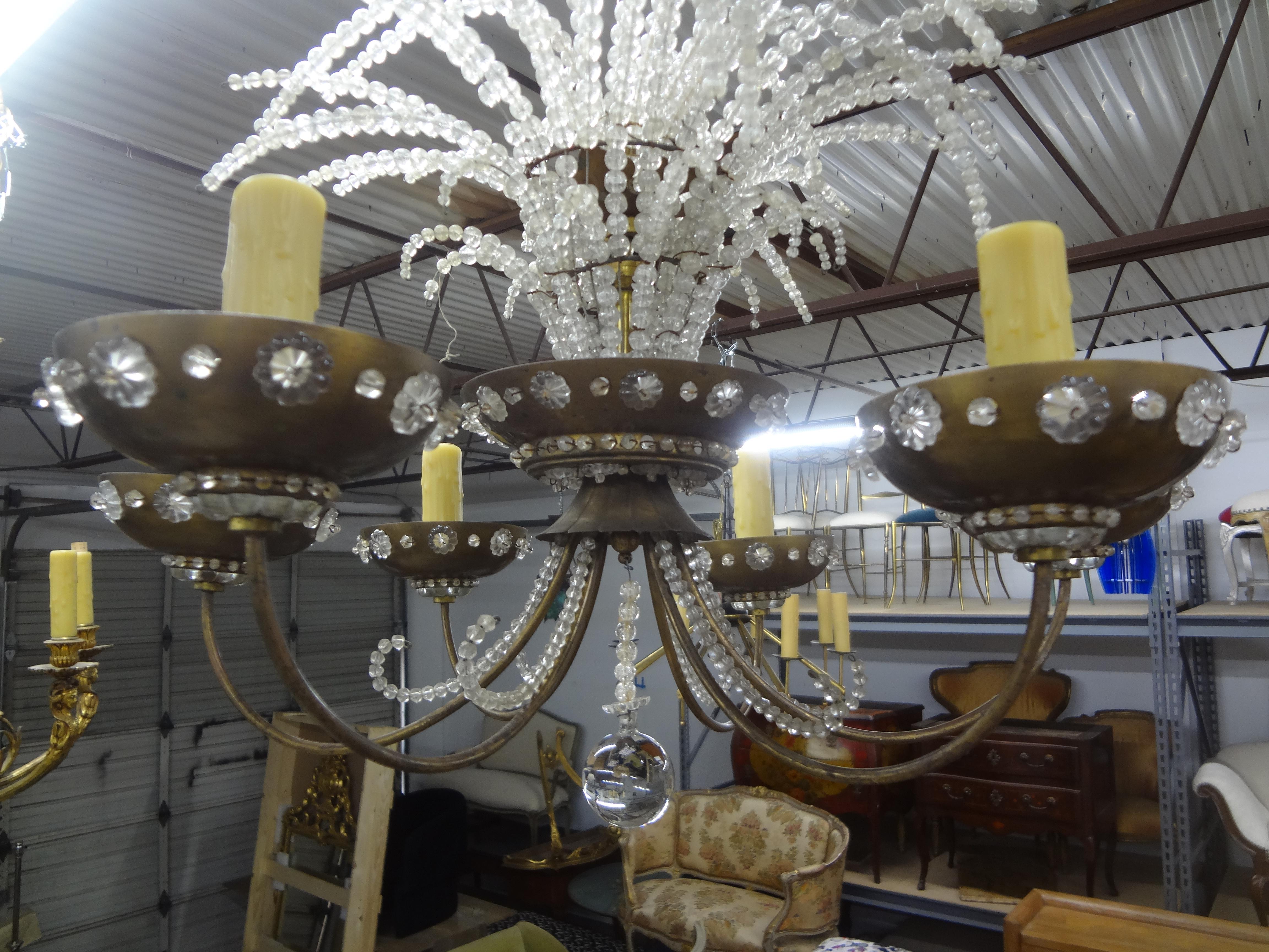 French Maison Bagues Beaded Crystal Chandelier In Good Condition For Sale In Houston, TX