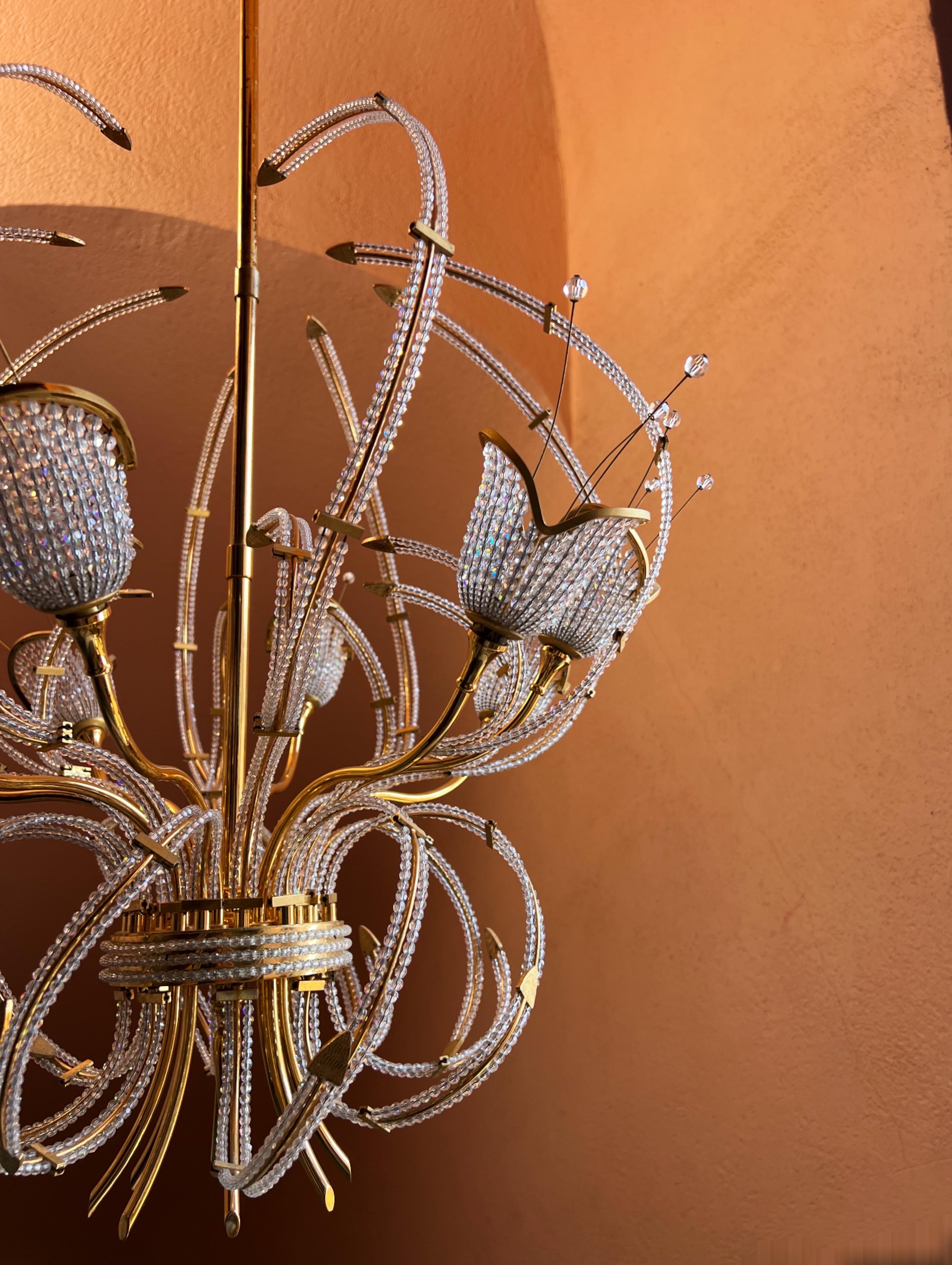 French Maison Bagues Beaded Crystal Chandelier In Good Condition For Sale In Palermo, PA