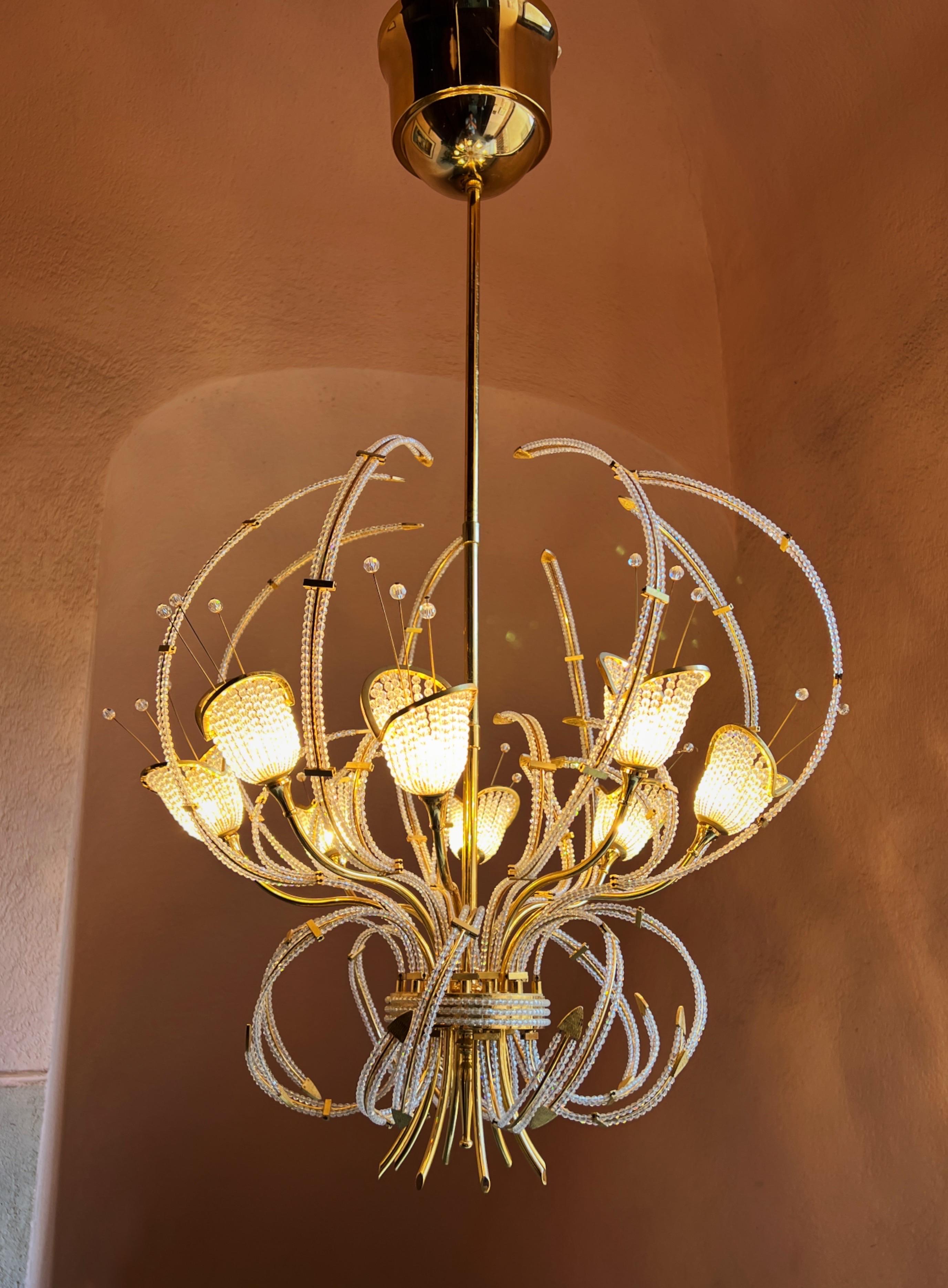20th Century French Maison Bagues Beaded Crystal Chandelier For Sale
