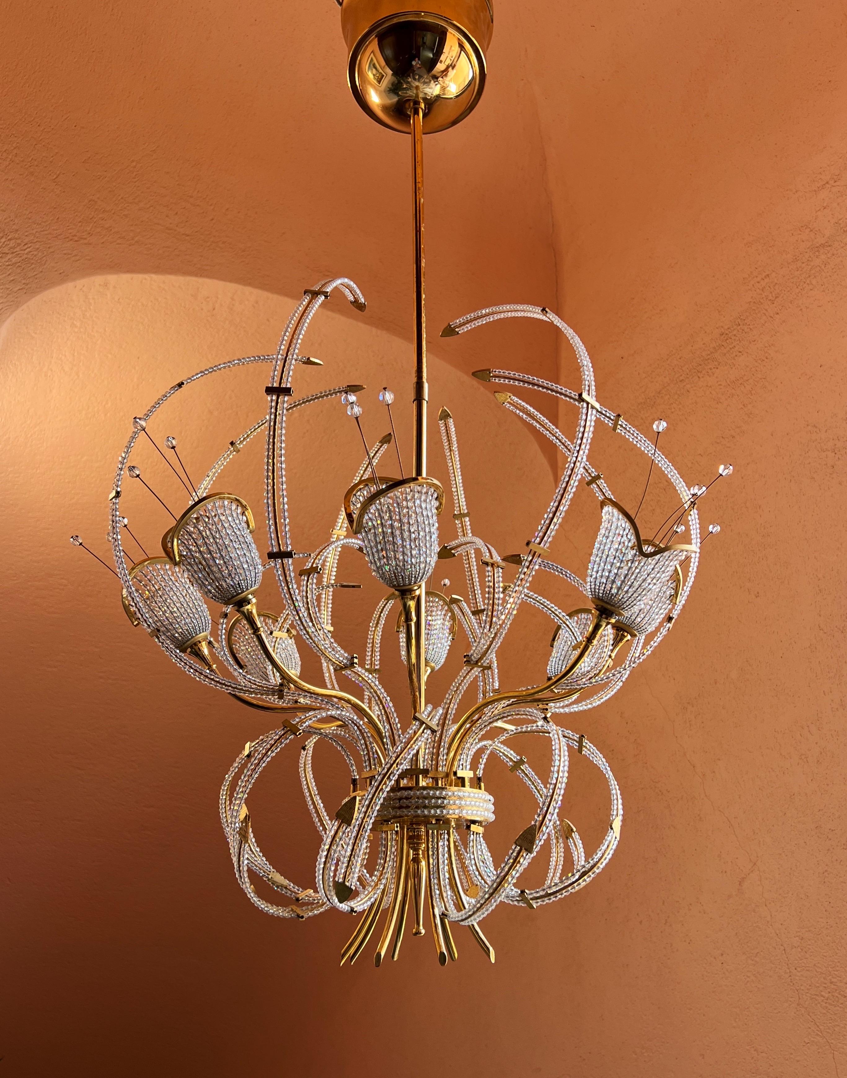 French Maison Bagues Beaded Crystal Chandelier For Sale 1