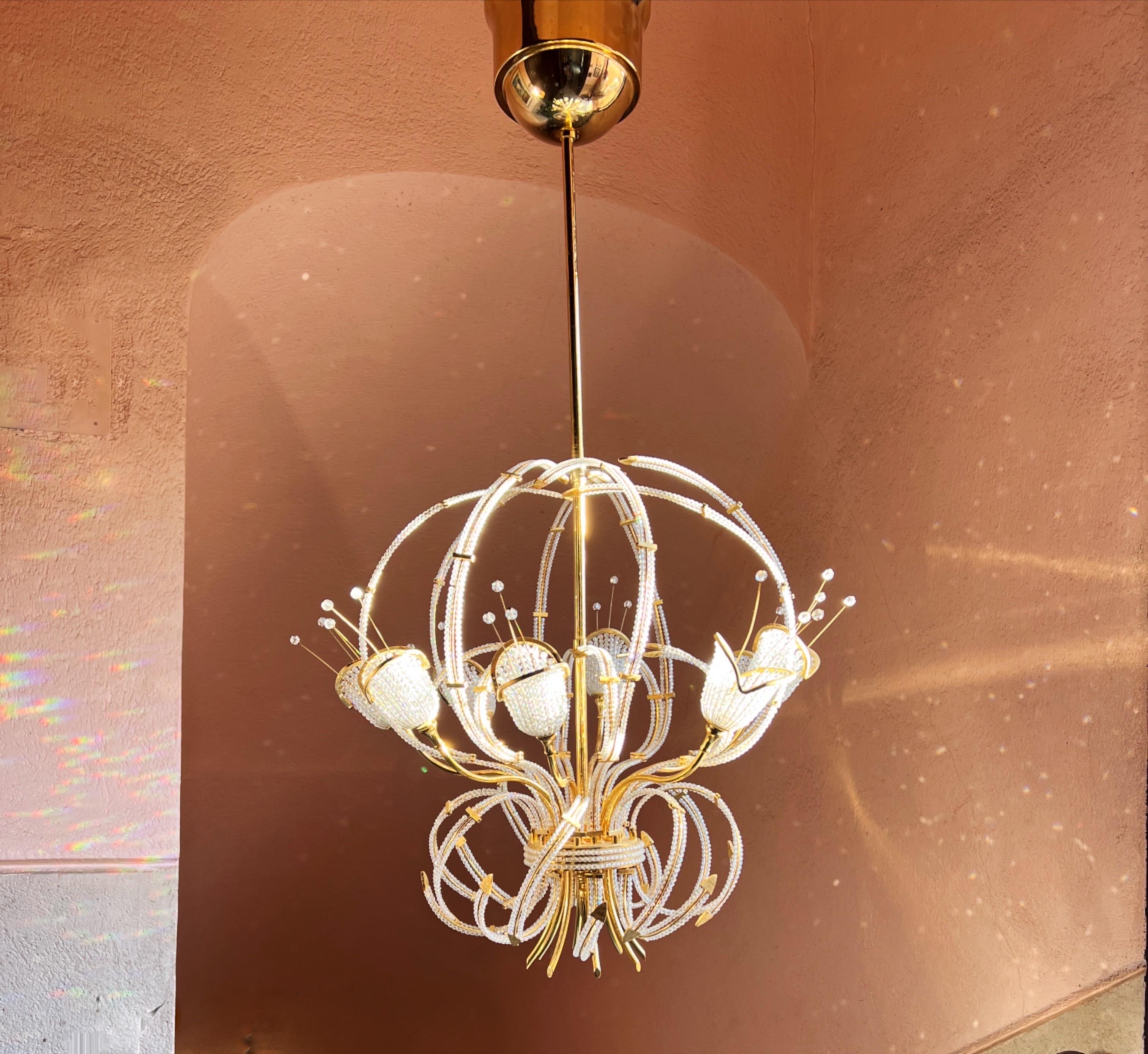 French Maison Bagues Beaded Crystal Chandelier For Sale 2