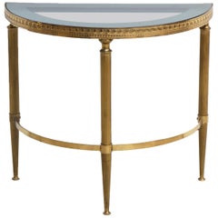 French Maison Baguès Brass Cocktail Side Table with Mirrored Glass Top