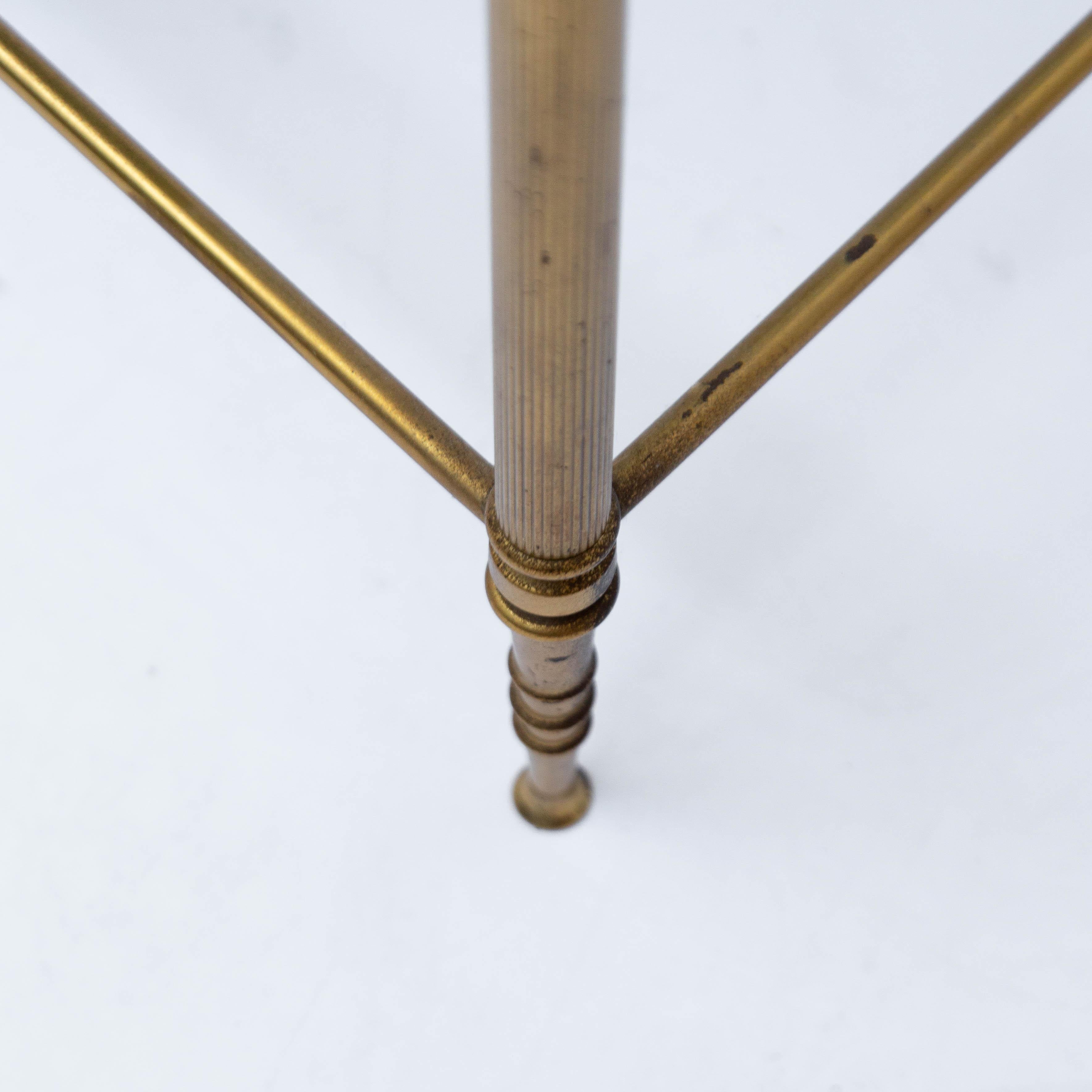 French Maison Baguès Brass Set of 3 Nesting Tables, 1960s In Good Condition In Hilversum, NL