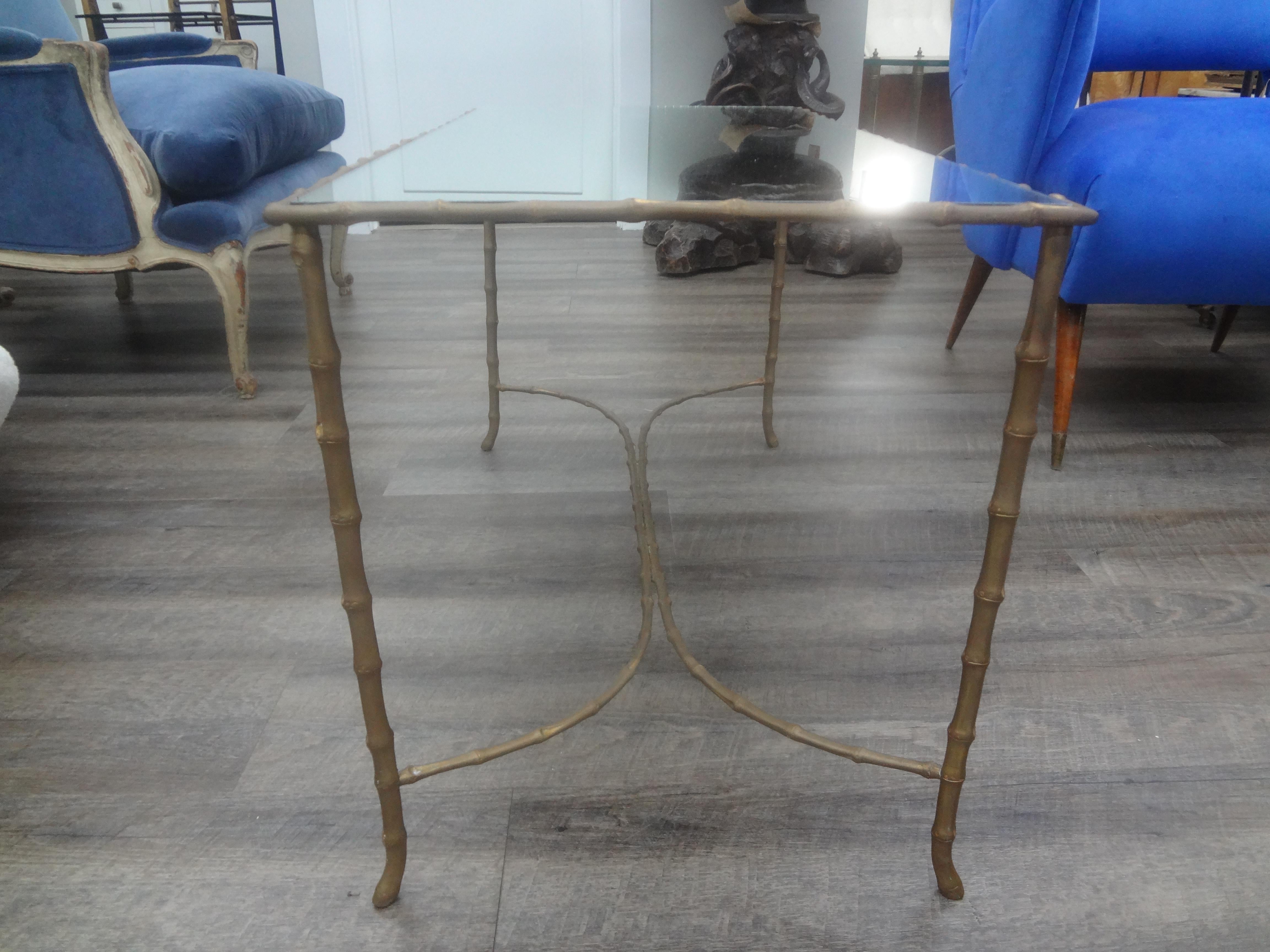 French Maison Baguès Bronze And Mirror Coffee Table In Good Condition For Sale In Houston, TX