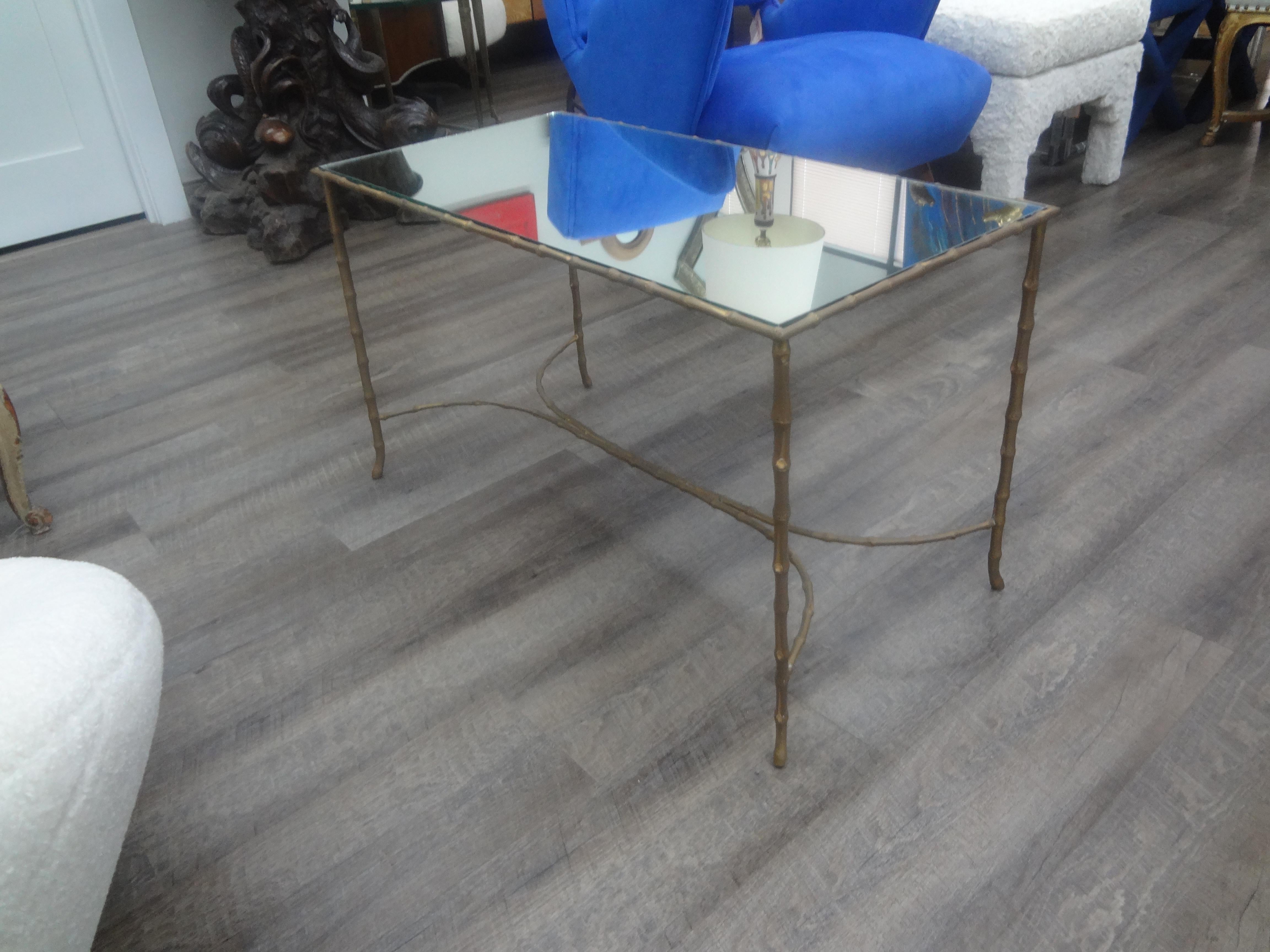 French Maison Baguès Bronze And Mirror Coffee Table For Sale 2