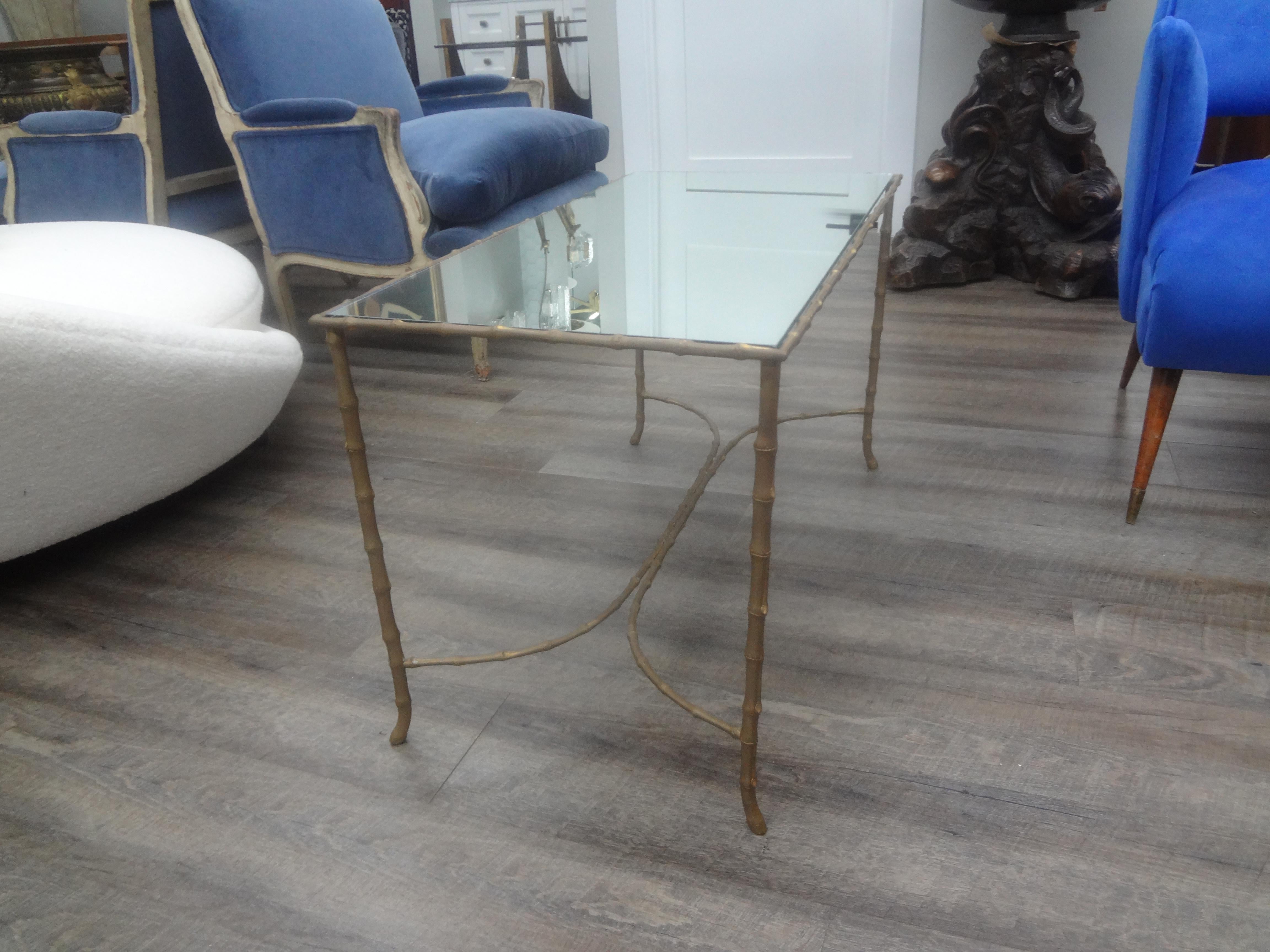 French Maison Baguès Bronze And Mirror Coffee Table For Sale 3