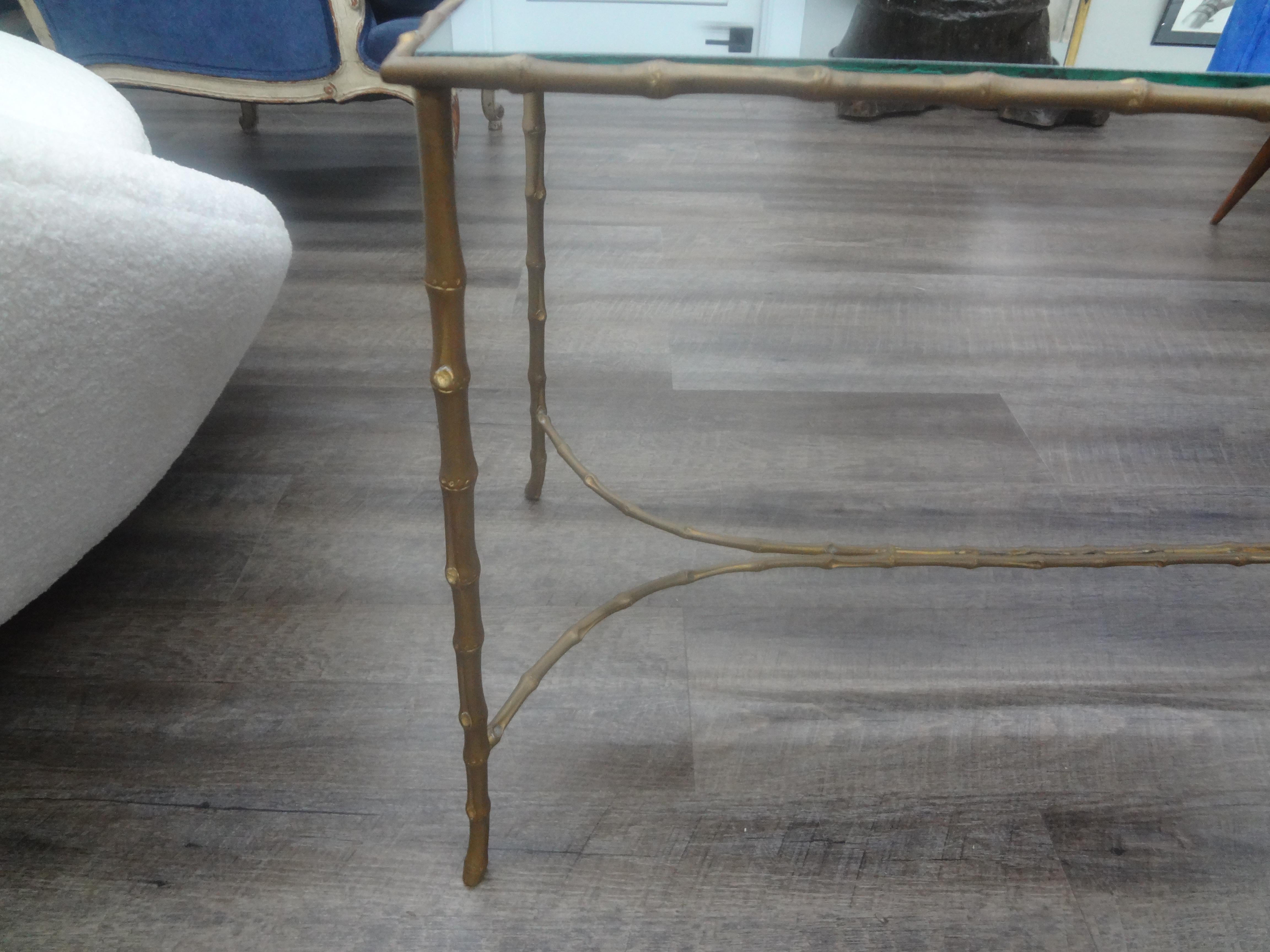 French Maison Baguès Bronze And Mirror Coffee Table For Sale 4