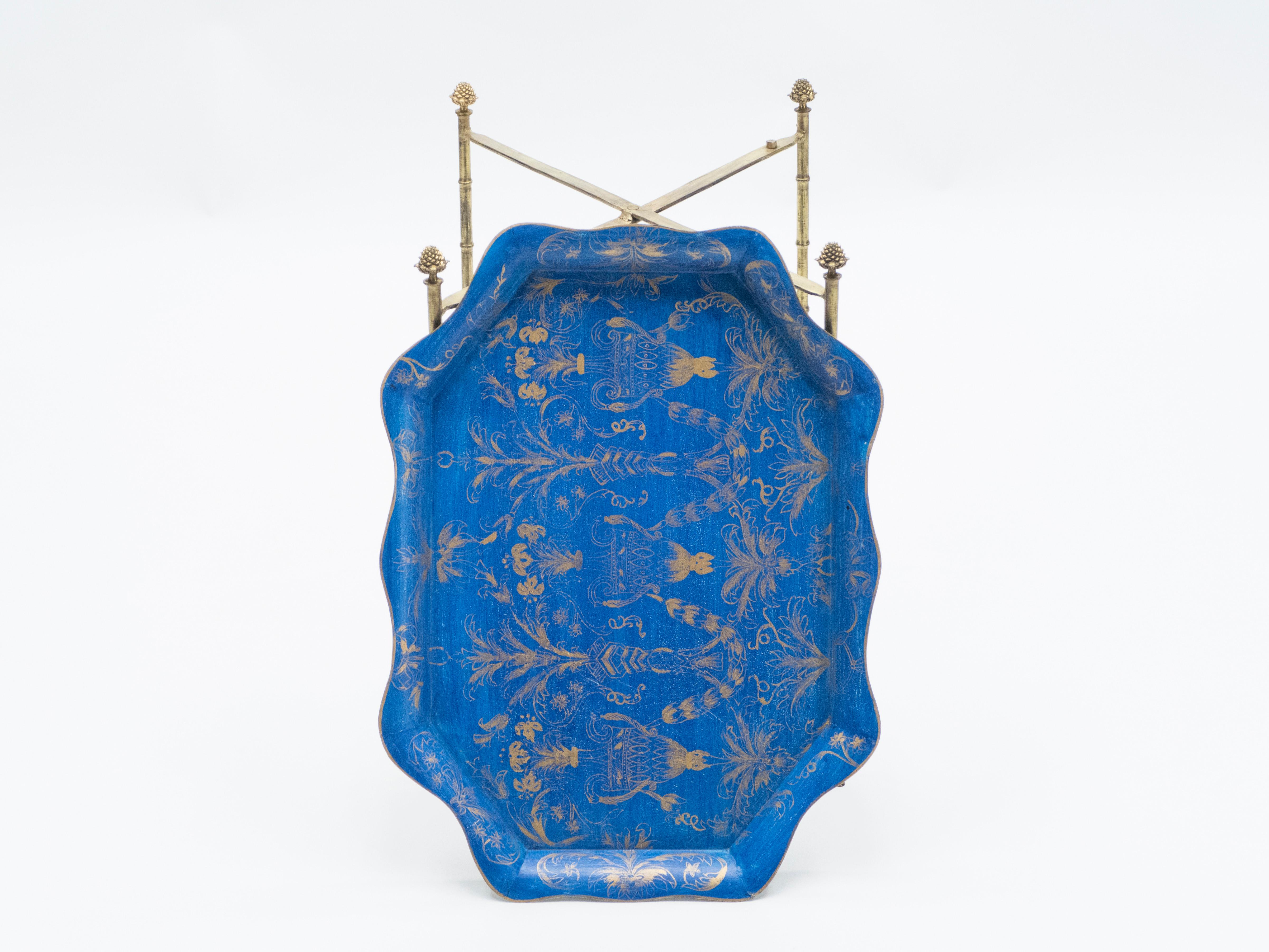 French Maison Baguès Bronze Blue Tray Table, 1960 2