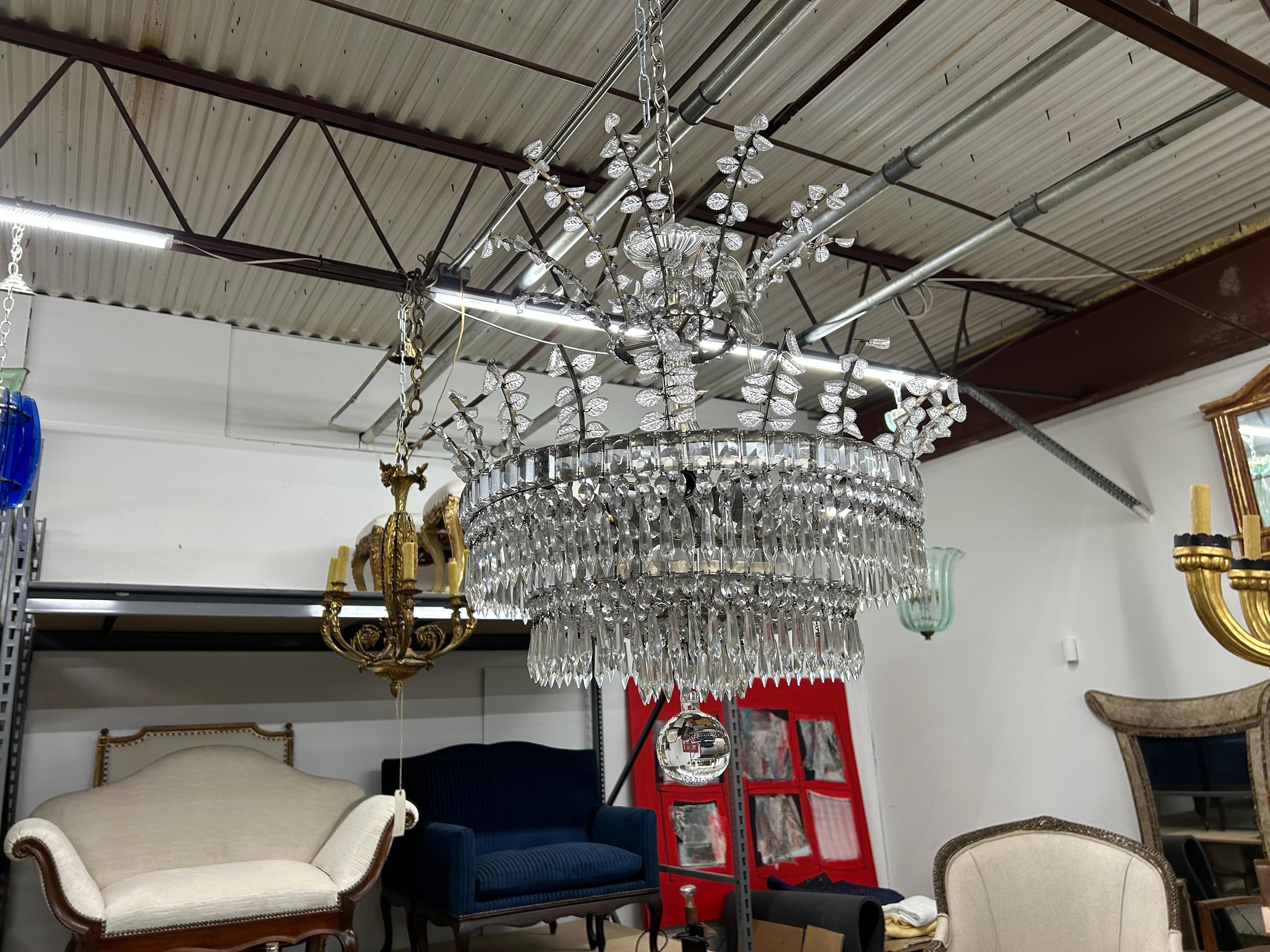 Art Déco Lampadario di cristallo francese Maison Baguès in vendita