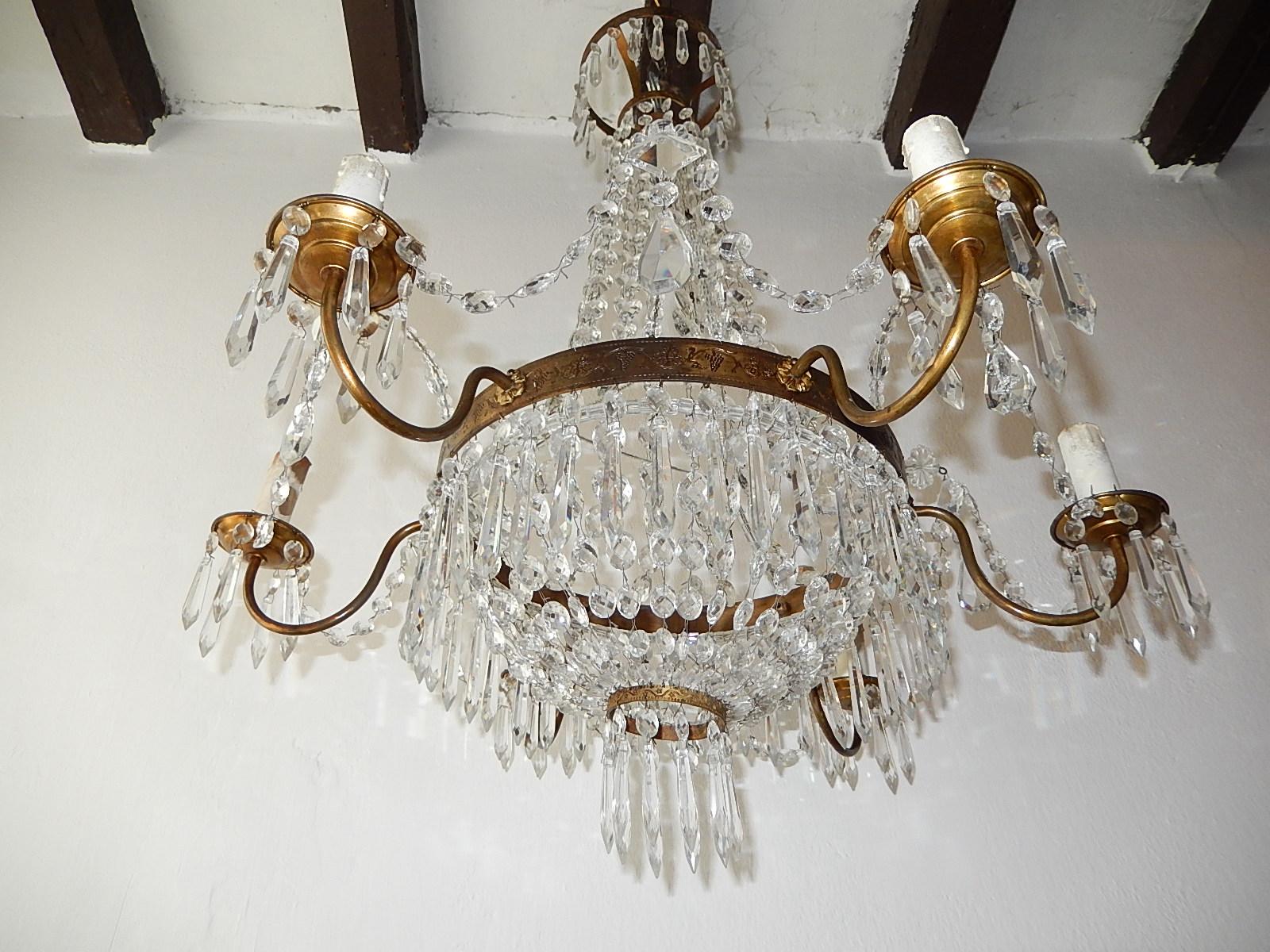 Mid-20th Century French Maison Baguès Crystal Prisms Chandelier