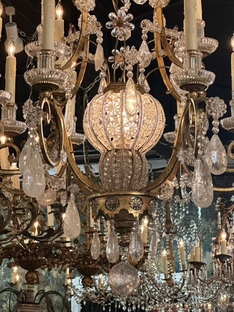Early 20th Century French Maison Bagues Rock Crystal Chandelier For Sale
