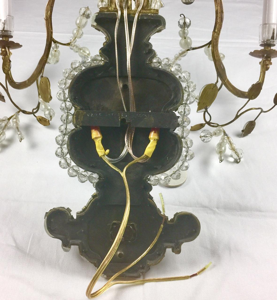 French Maison Baguès Set of Three Floral Spray Sconces, Electrified For Sale 8