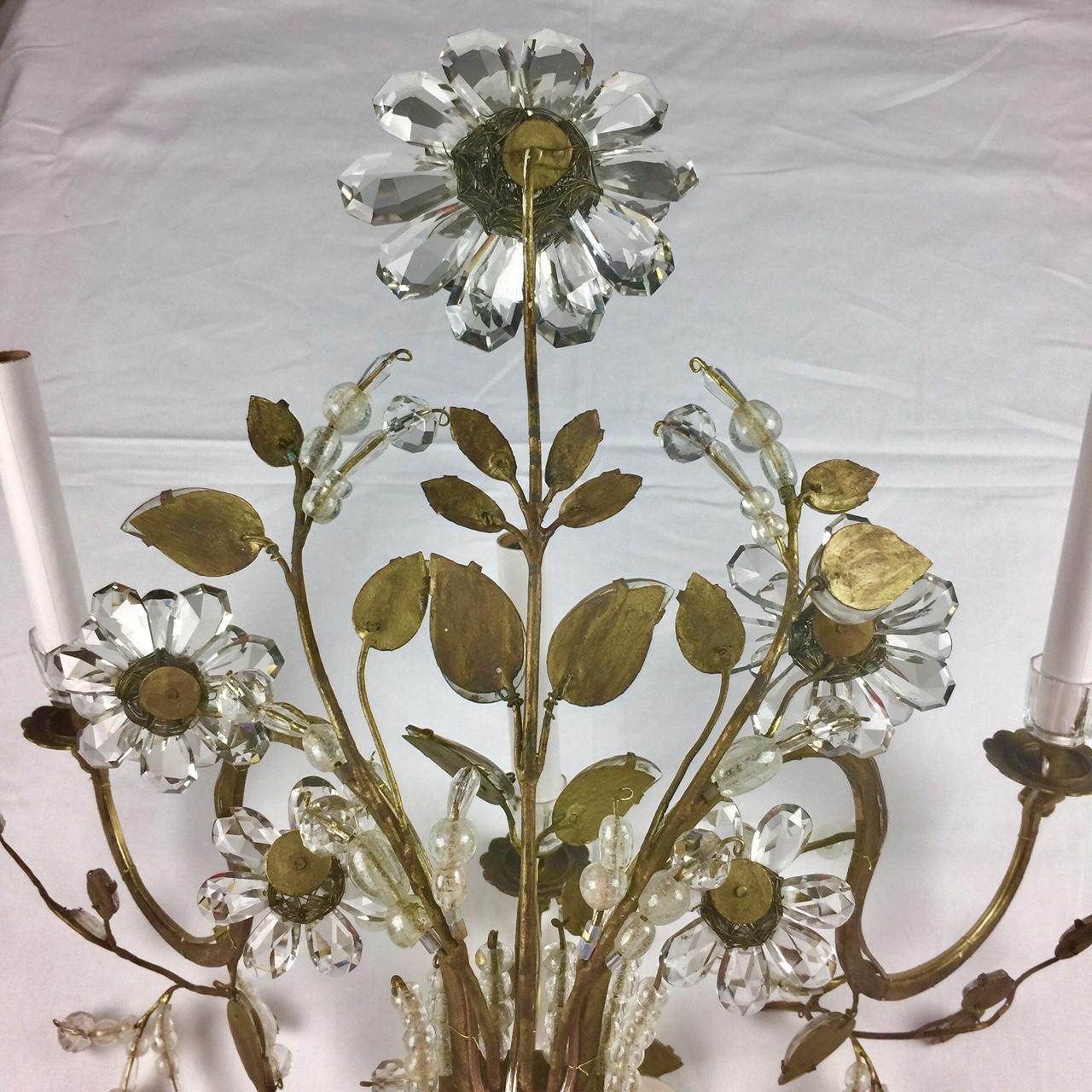 French Maison Baguès Set of Three Floral Spray Sconces, Electrified For Sale 9