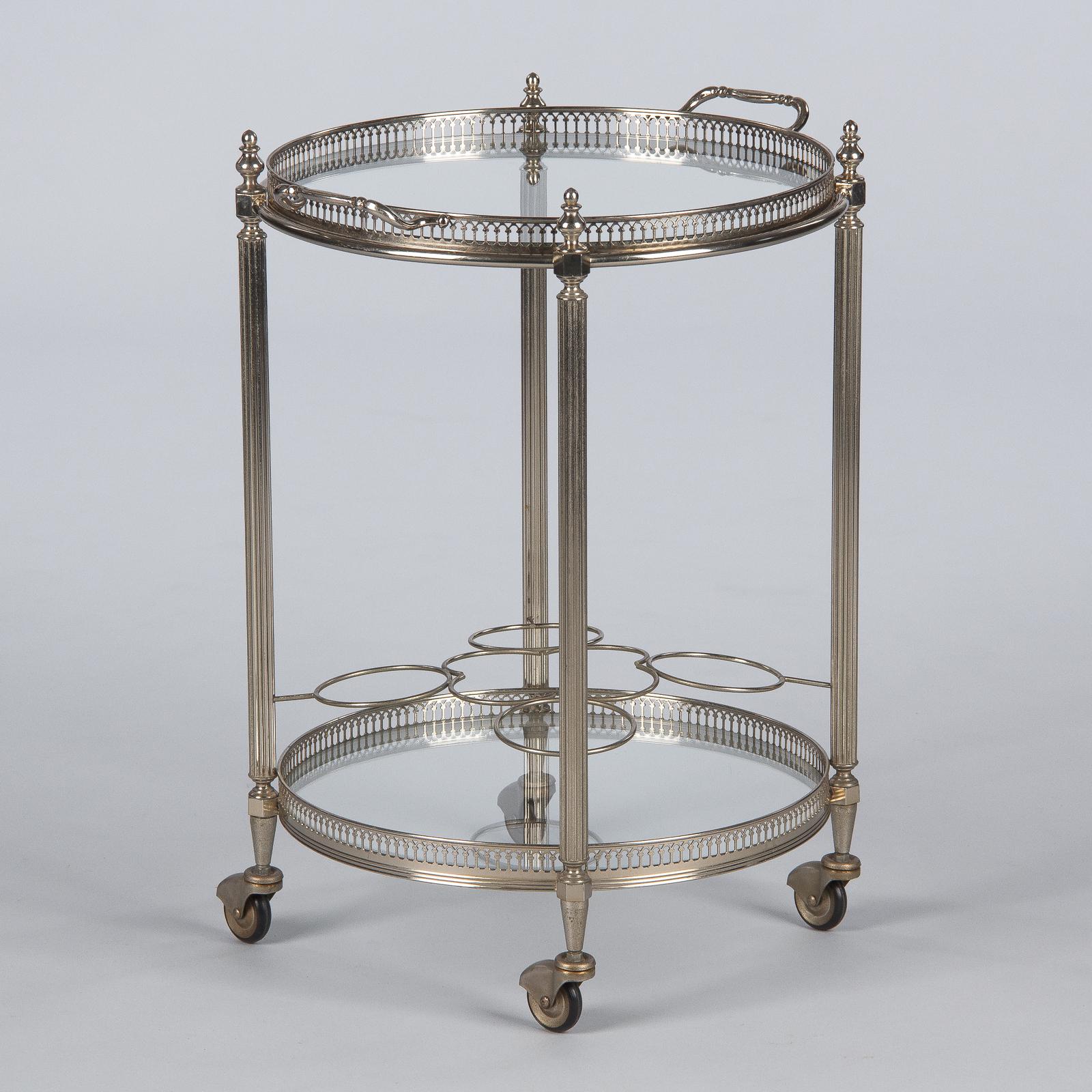 French Silver Metal Bar Cart Attributed to Maison Bagues, 1950s 2