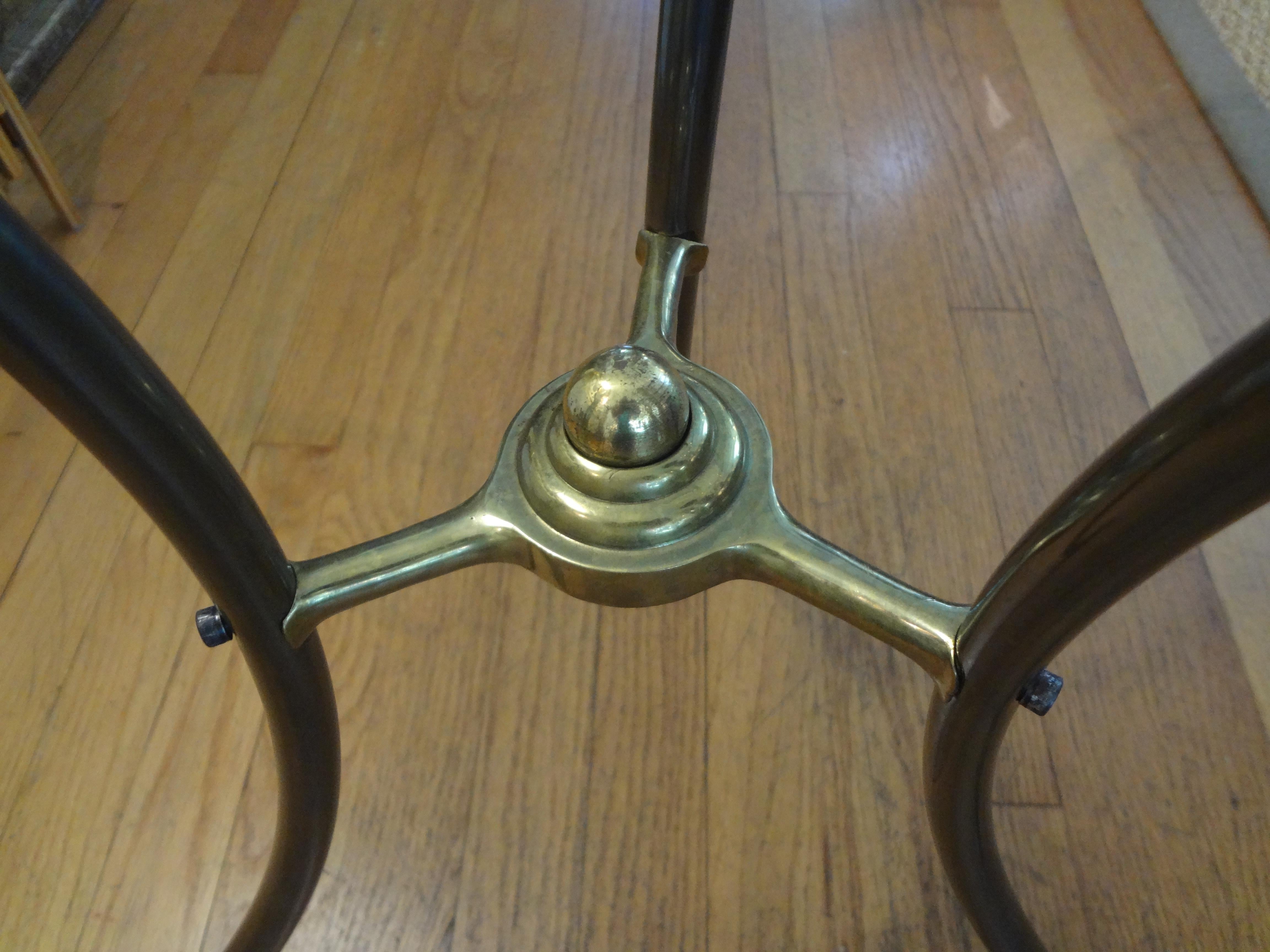 Directoire French Maison Baguès Style Brass Table or Guéridon with Glass Top