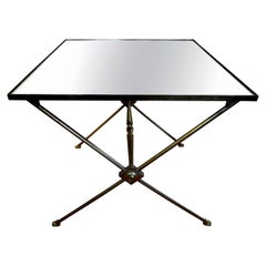French Maison Bagués Style Brass Table with Mirrored Top