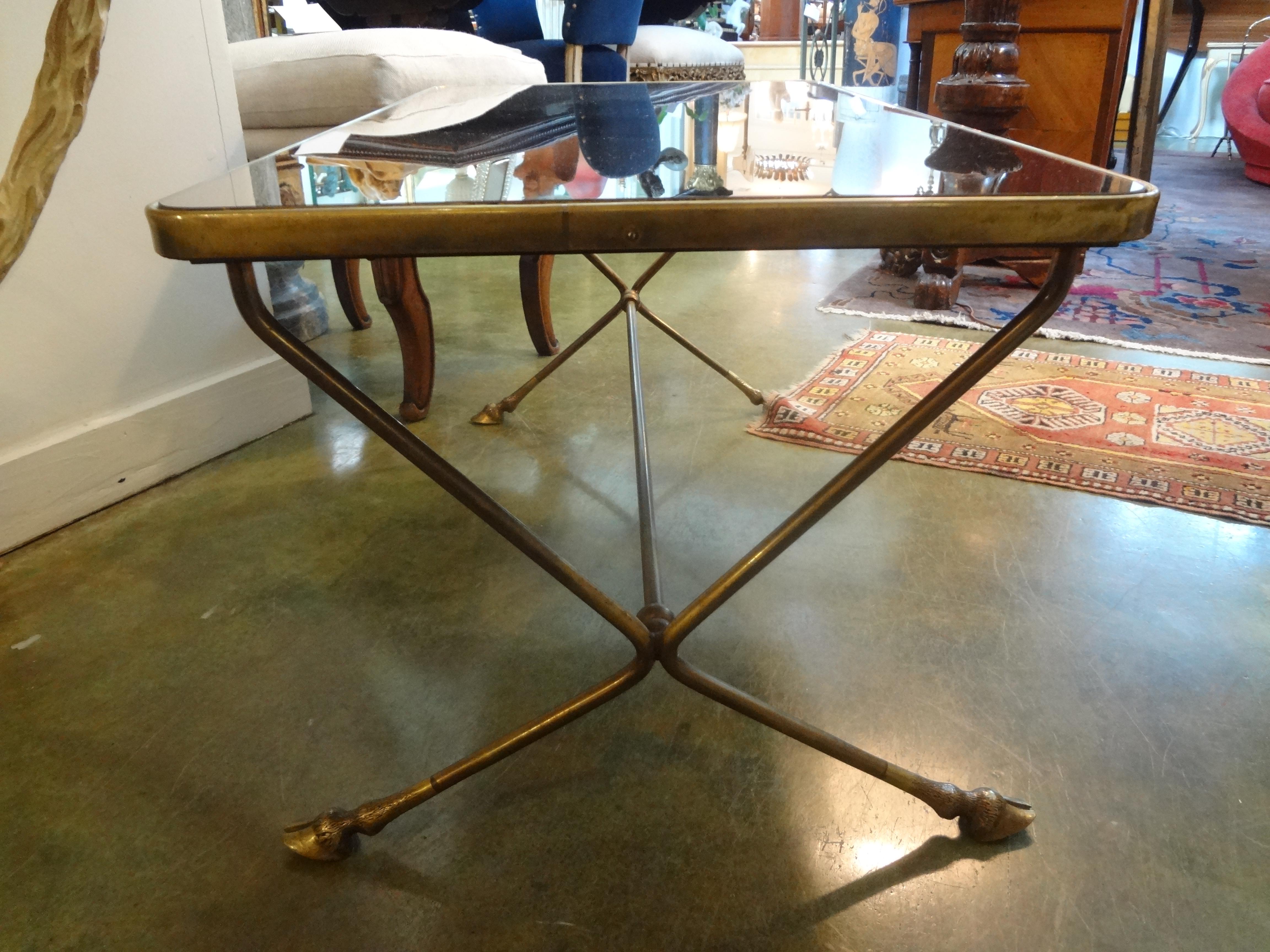 Neoclassical French Maison Baguès Style Bronze Cocktail Table with Mirrored Top