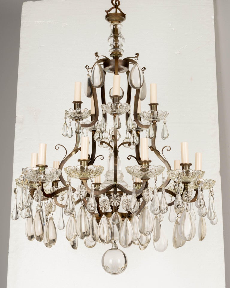 Brass French Maison Bagues Style Chandelier For Sale