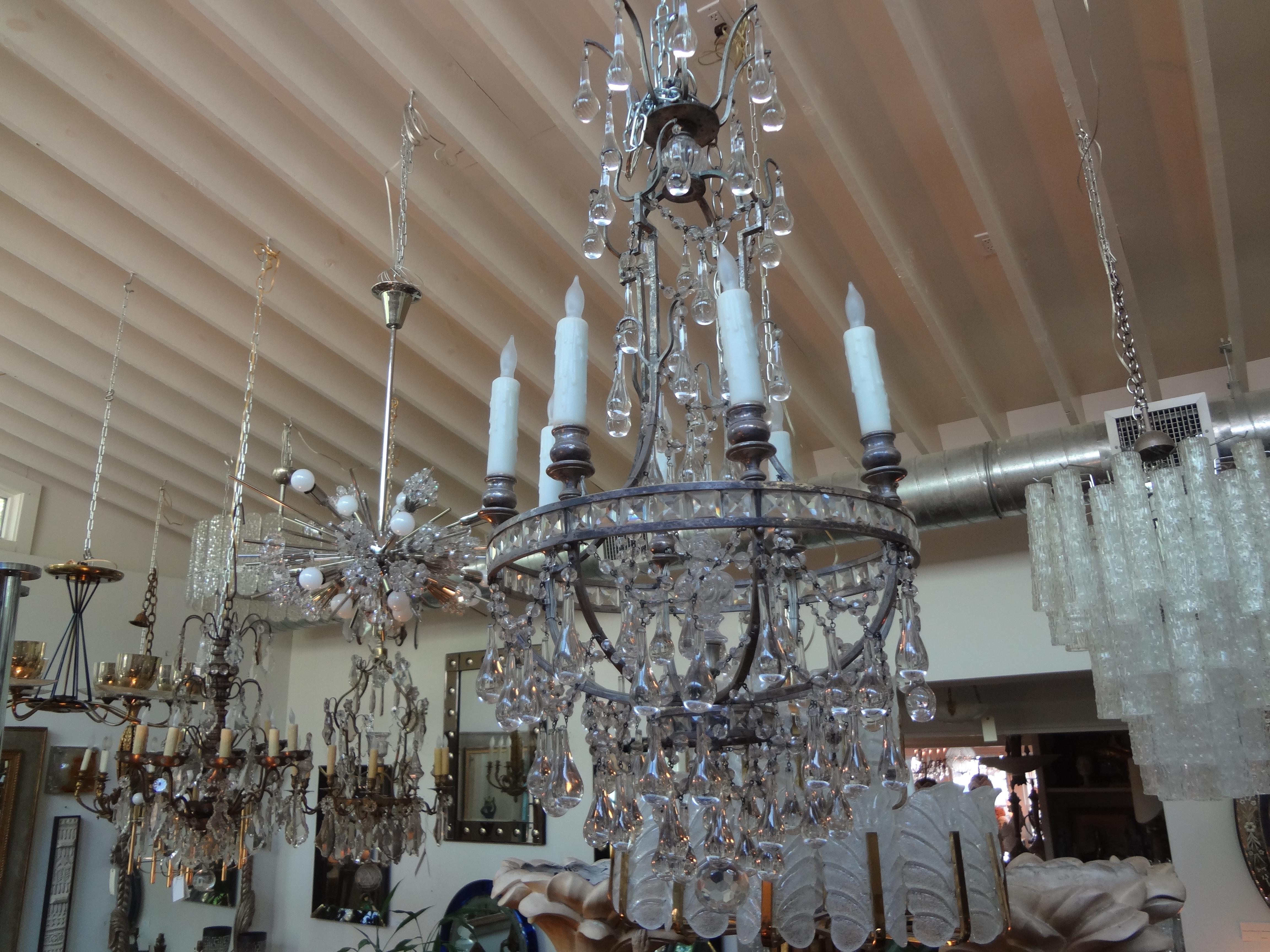 French Maison Baguès Style 8-Light Crystal Chandelier For Sale 5