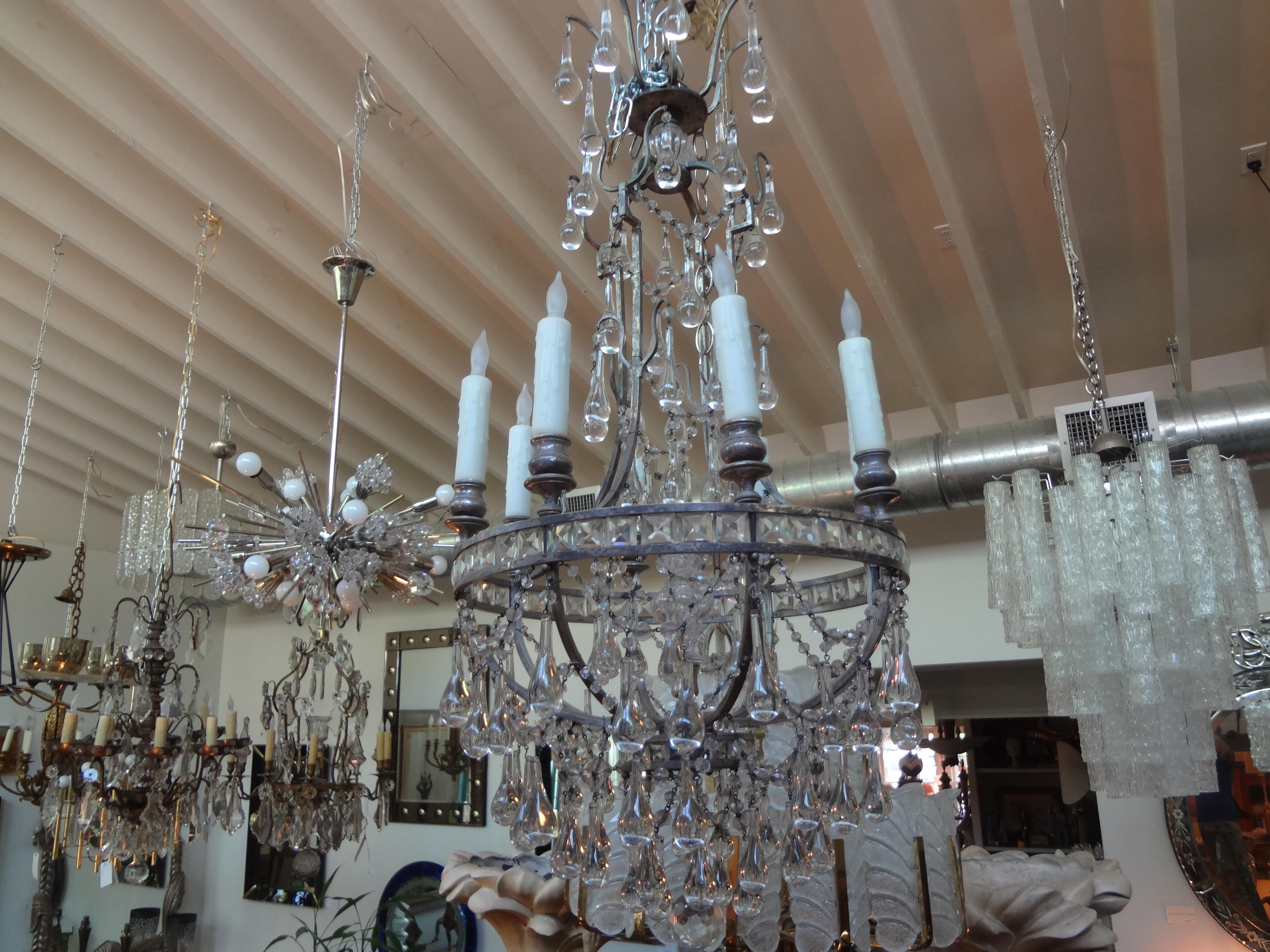 French Maison Baguès Style 8-Light Crystal Chandelier For Sale 6