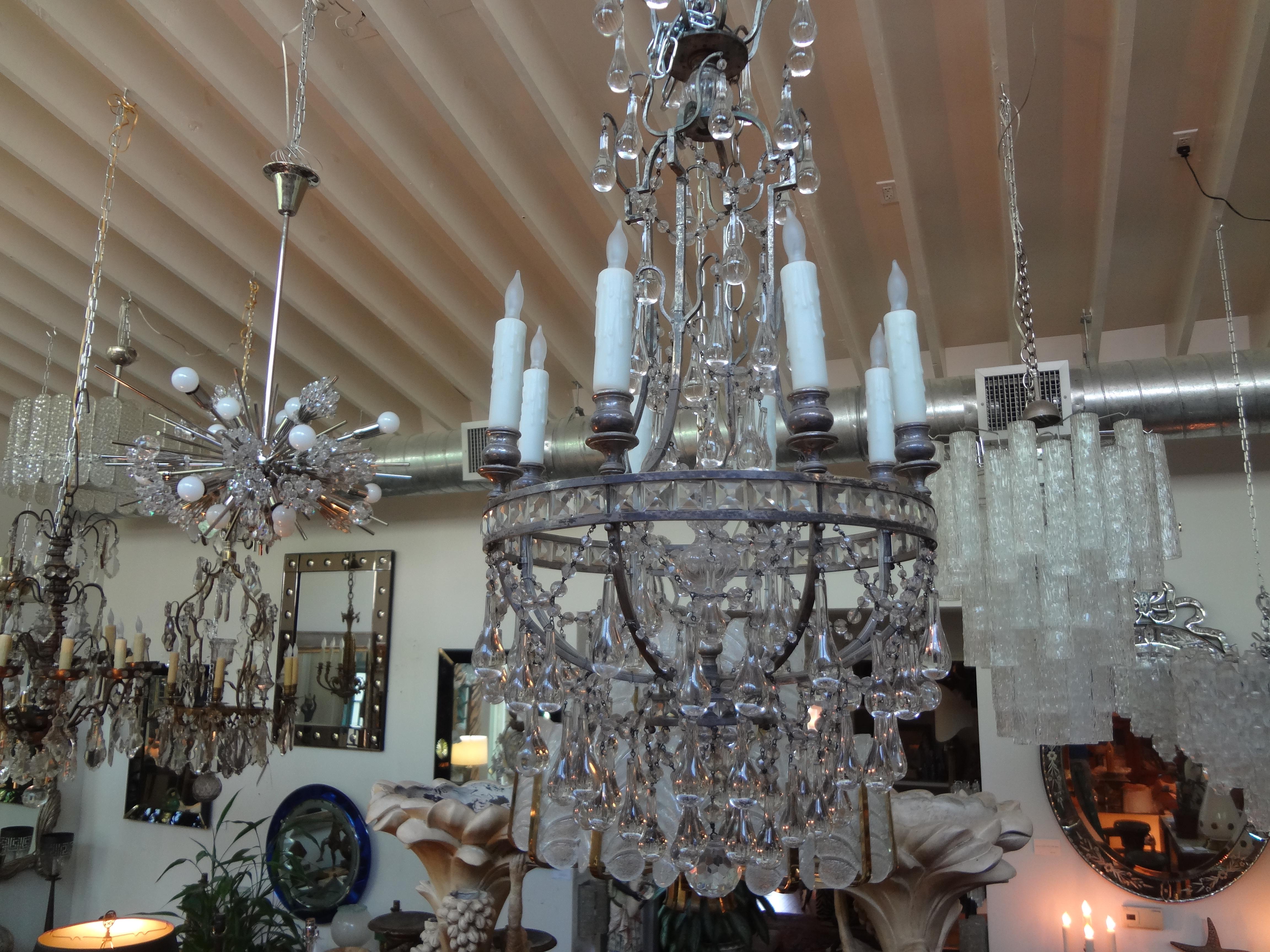 French Maison Baguès Style 8-Light Crystal Chandelier For Sale 7