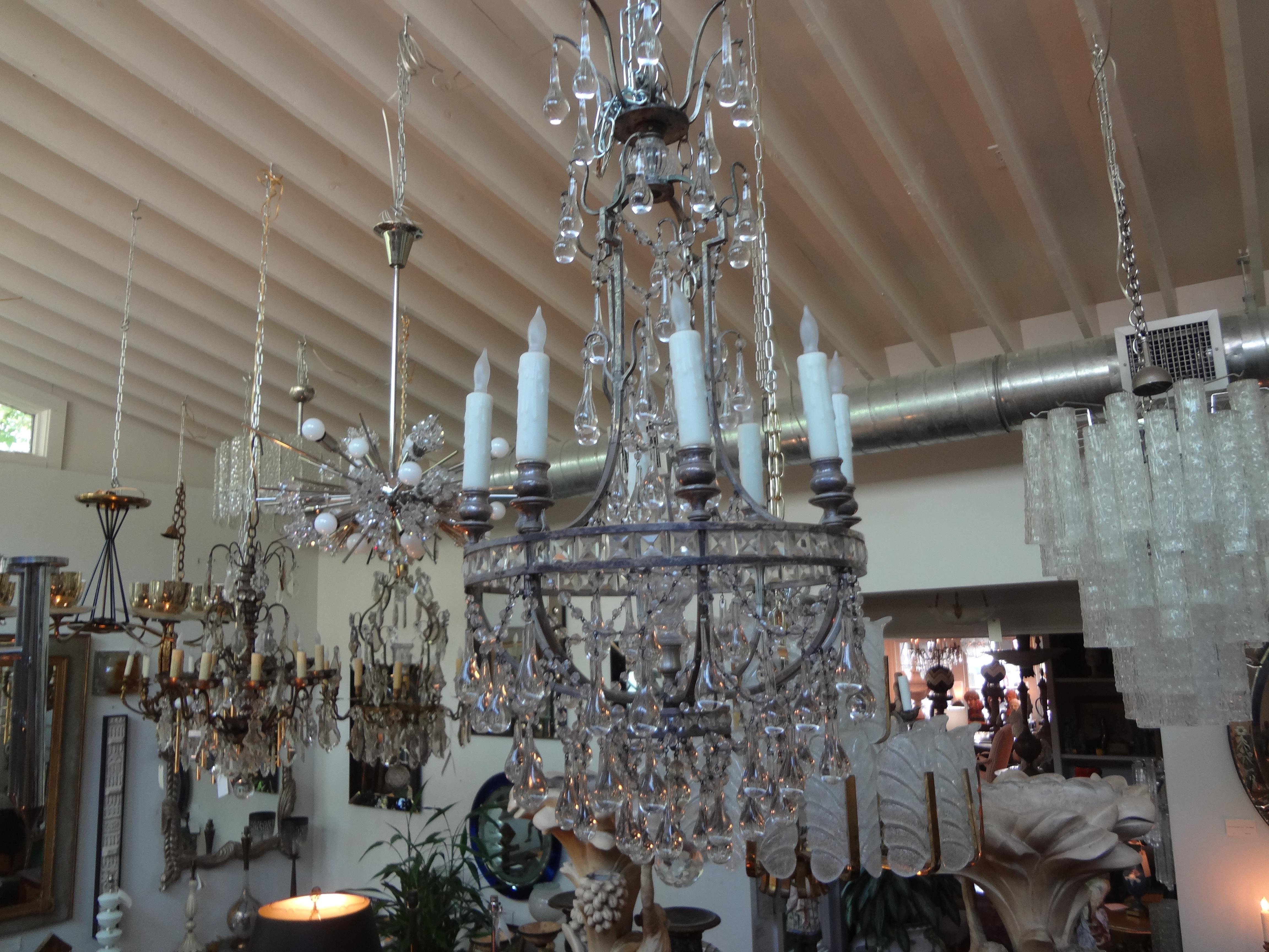 French Maison Baguès Style 8-Light Crystal Chandelier For Sale 8