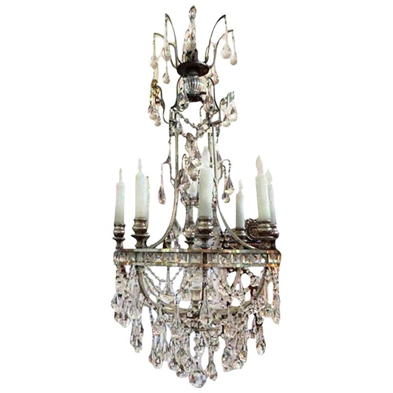 French Maison Baguès Style 8-Light Crystal Chandelier For Sale 9