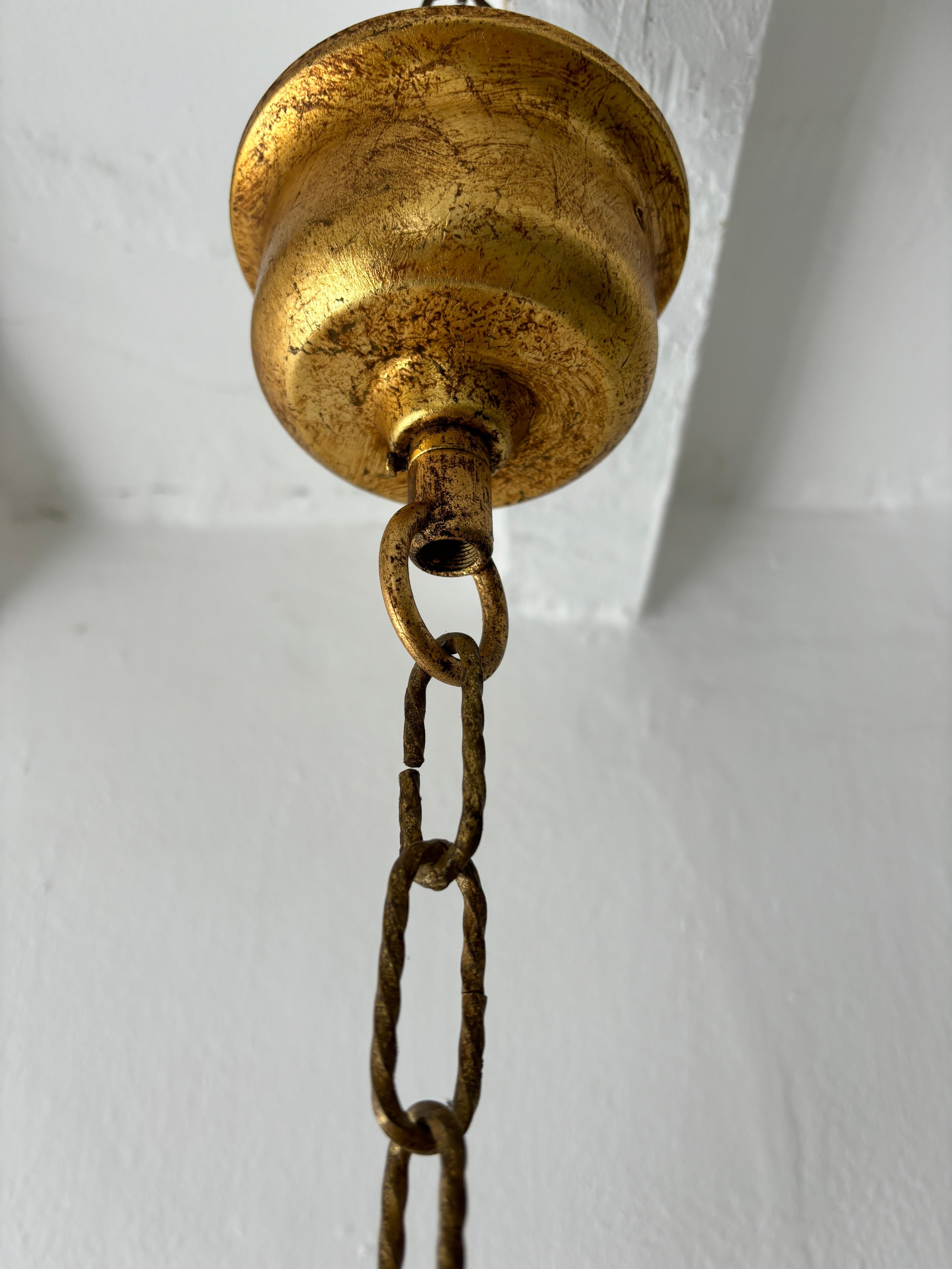 French Maison Baguès Style Flower and Leaves, Gold Chandelier with Vase 3