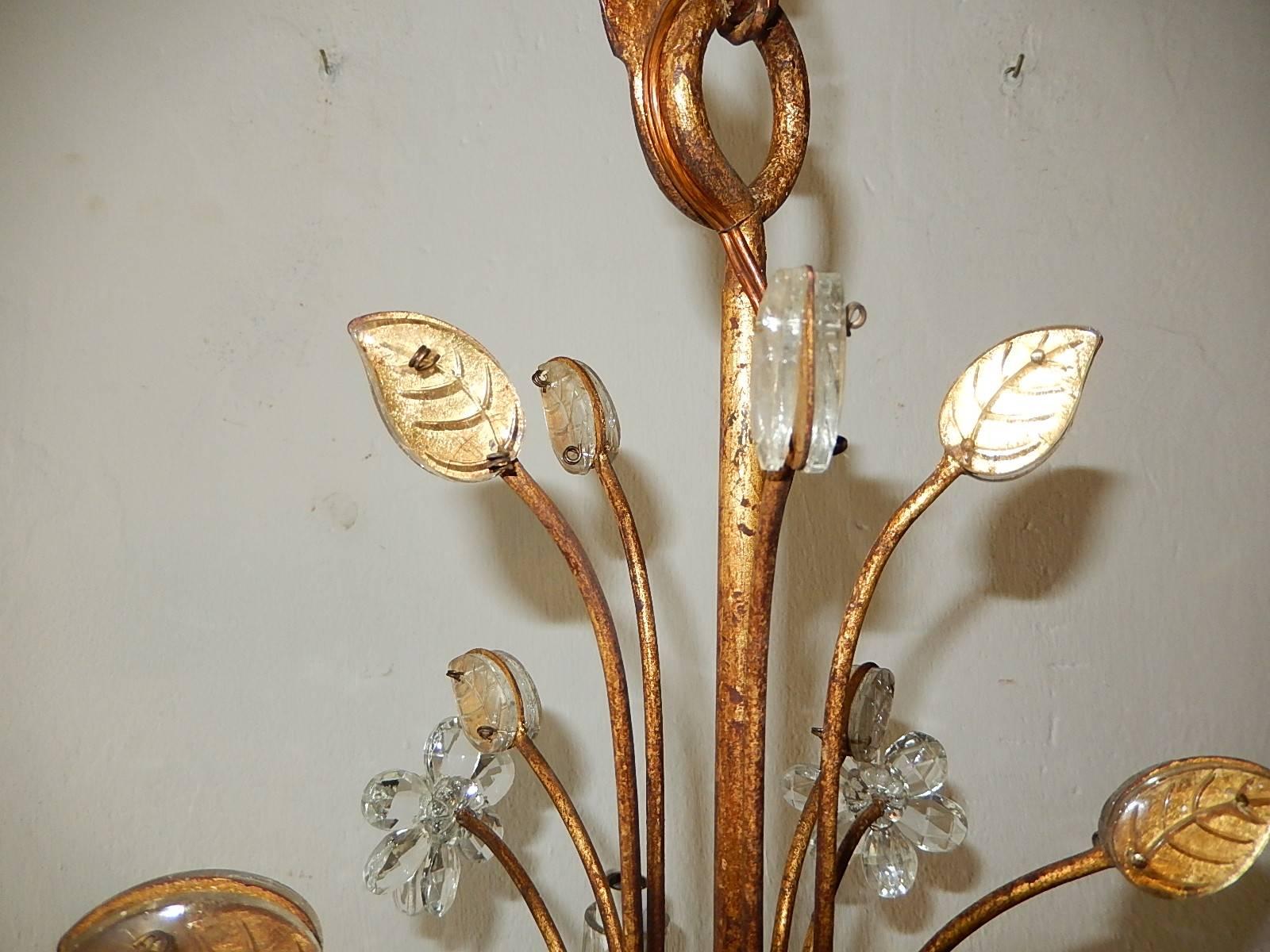 French Maison Baguès Style Flowers and Leaves Gold Chandelier 4