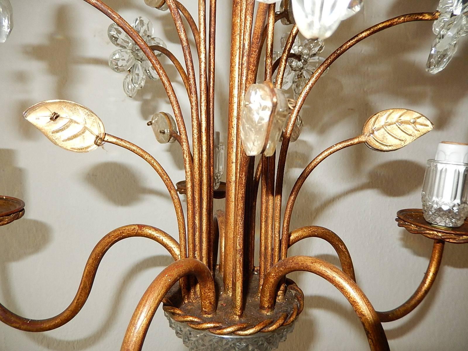French Maison Baguès Style Flowers and Leaves Gold Chandelier 5