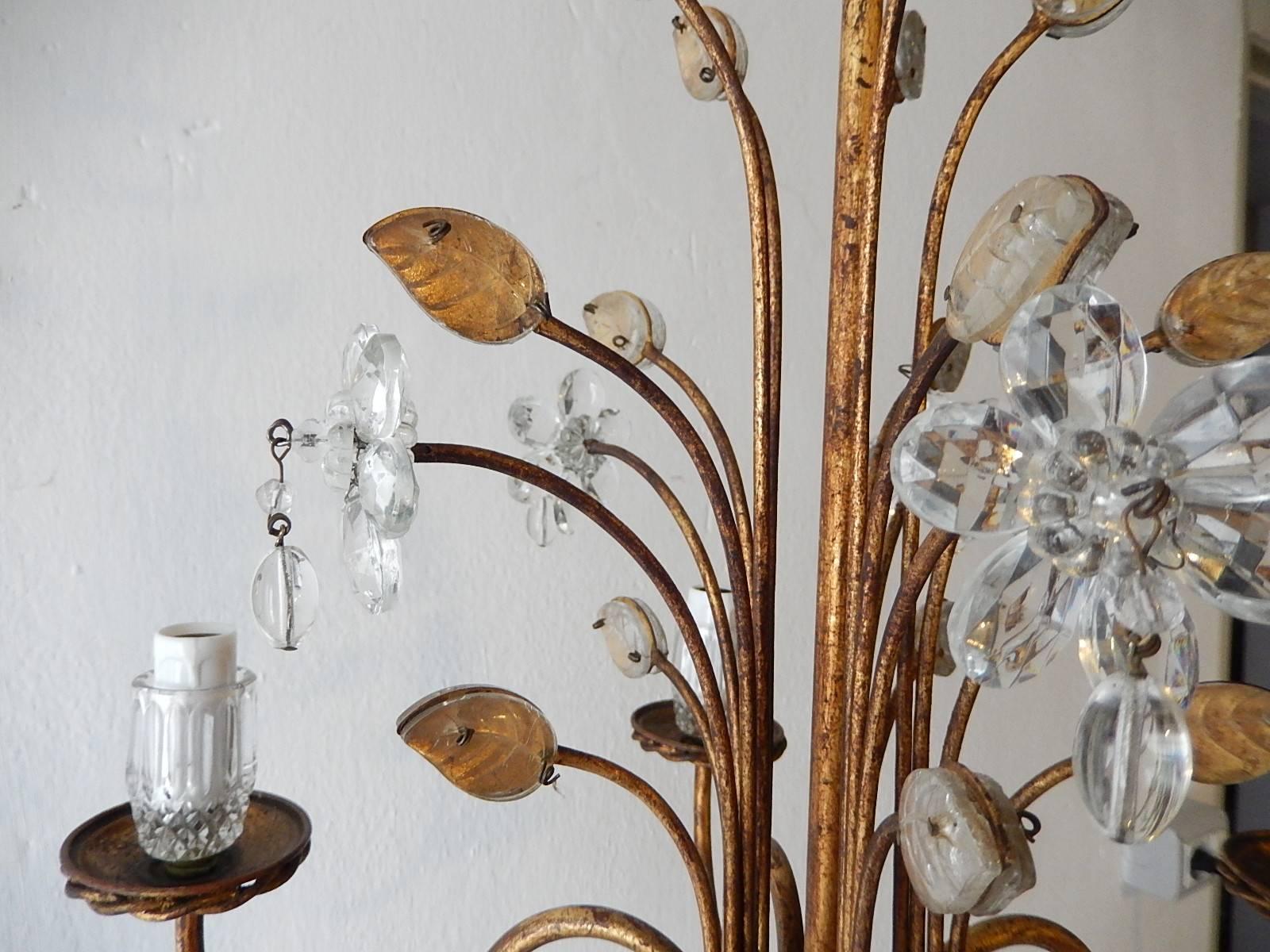 French Maison Baguès Style Flowers and Leaves Gold Chandelier In Excellent Condition In Modena (MO), Modena (Mo)
