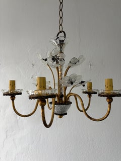 French Maison Bagues Style Murano Flowers Crystal Chandelier Rare c 1950
