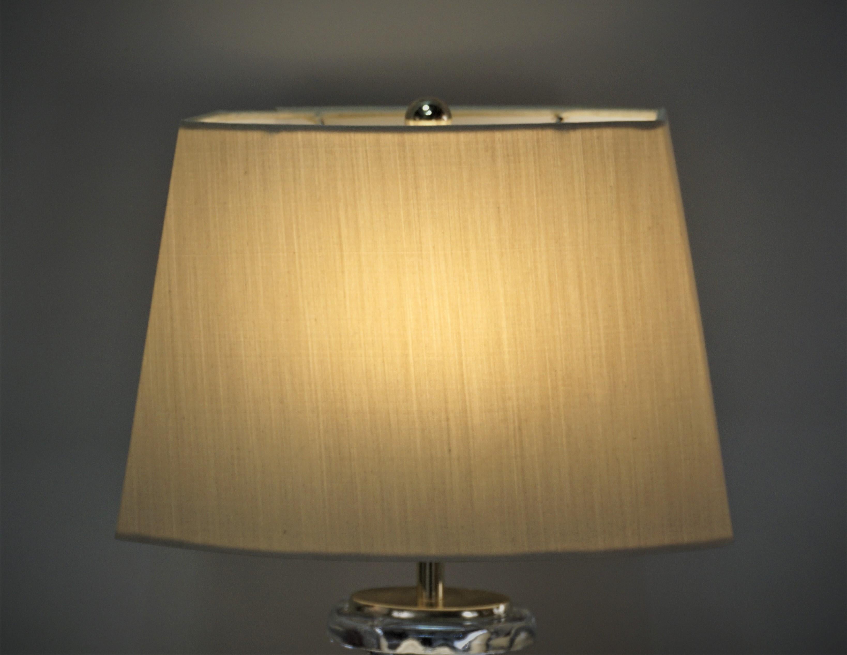 Fine quality crystal and bronze table lamp by Maison Bagues.