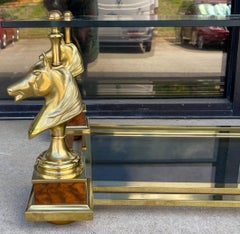 French Maison Charles Neo-Classical Brass & Burl Cheval / Horse Coffee Table