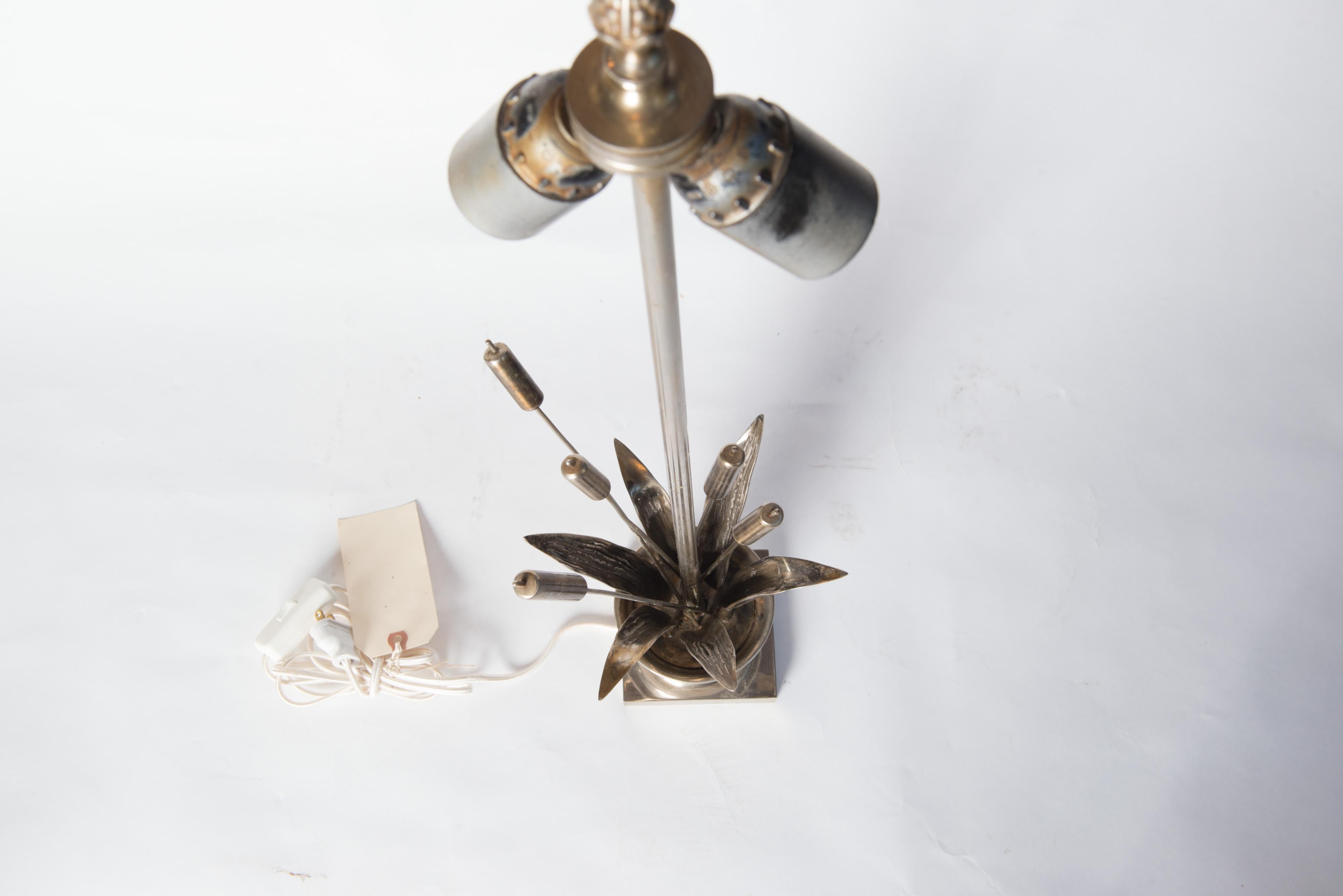French Maison Charles style Bulrush Silver Lamp For Sale 5
