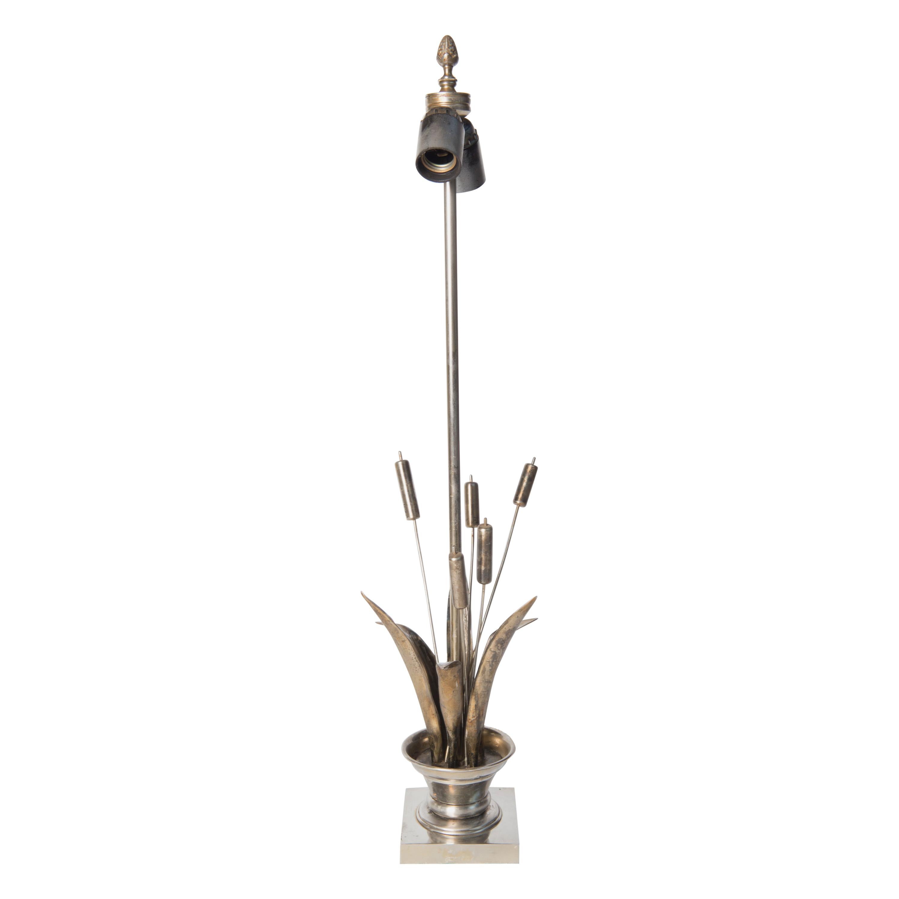 French Maison Charles style Bulrush Silver Lamp For Sale