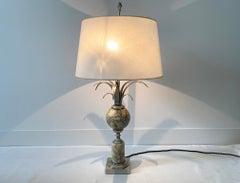 French Maison Charles Style Chromed and Stone Table Lamp