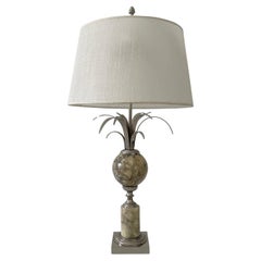 French Maison Charles Style Chromed and Stone Table Lamp