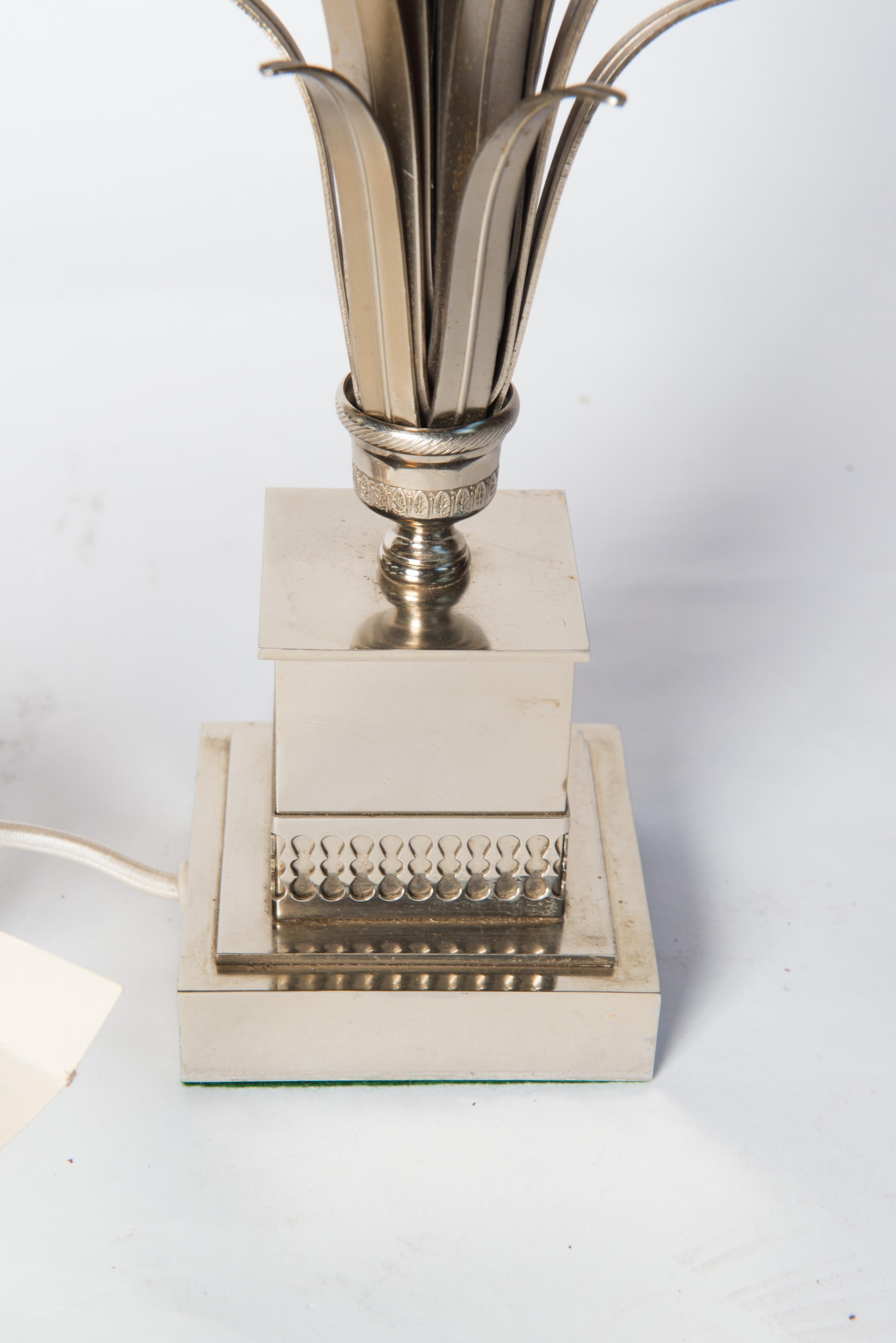 French Maison Charles Style Silvertone Frond Lamp 3