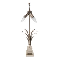 French Maison Charles Style Silvertone Frond Lamp