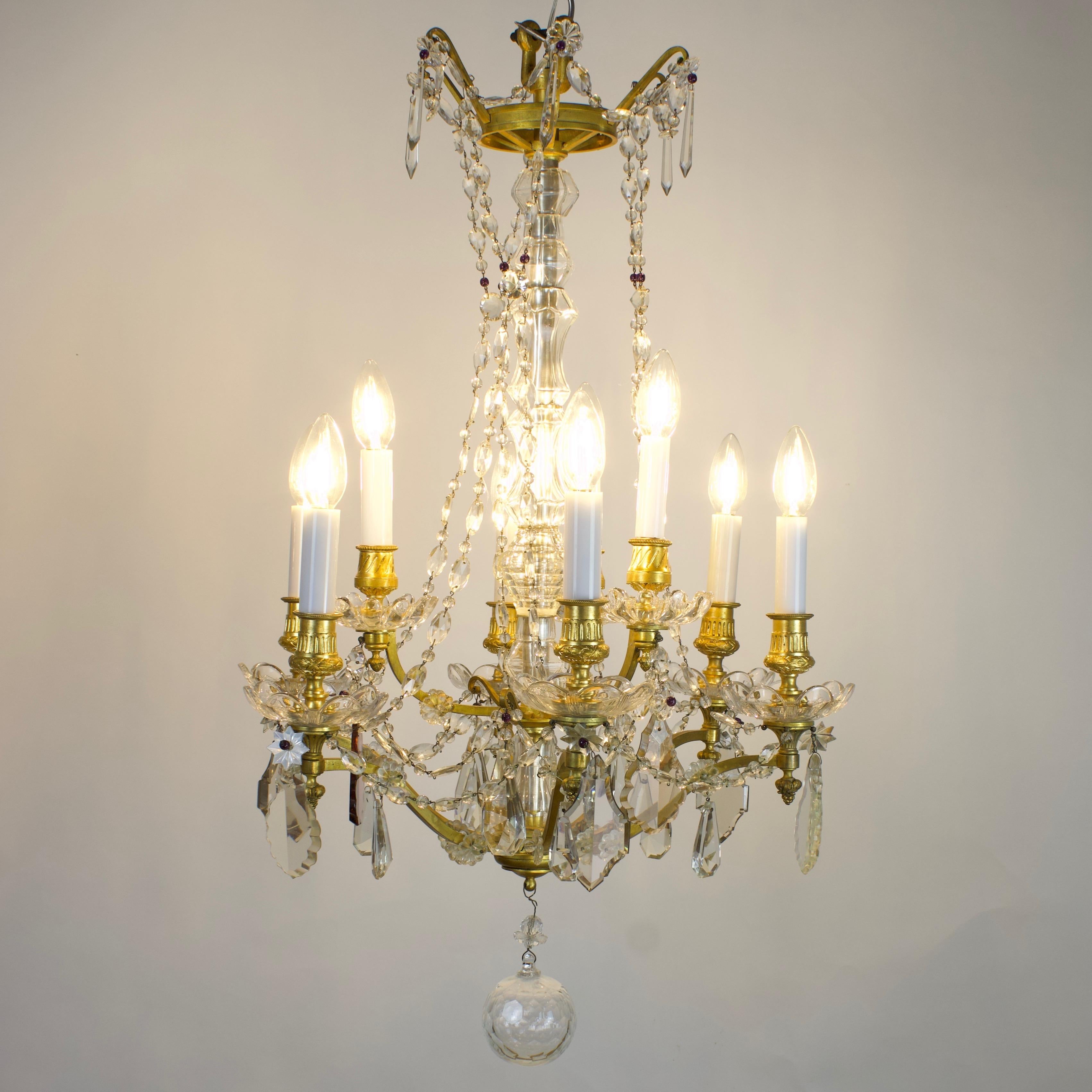 French Maison Colin 19th Century Louis XV Gilt Bronze Cut Crystal Chandelier 9