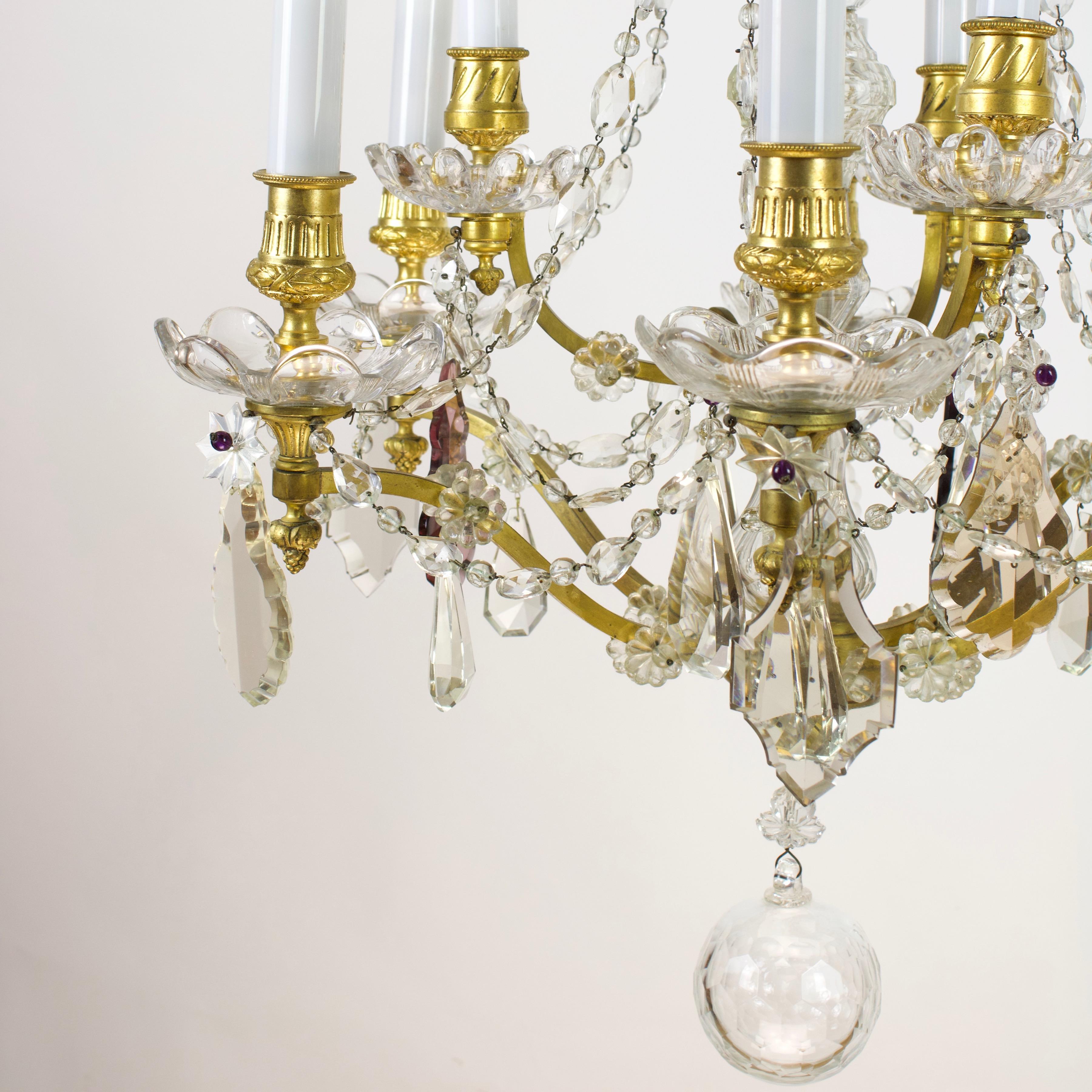 French Maison Colin 19th Century Louis XV Gilt Bronze Cut Crystal Chandelier In Good Condition In Berlin, DE