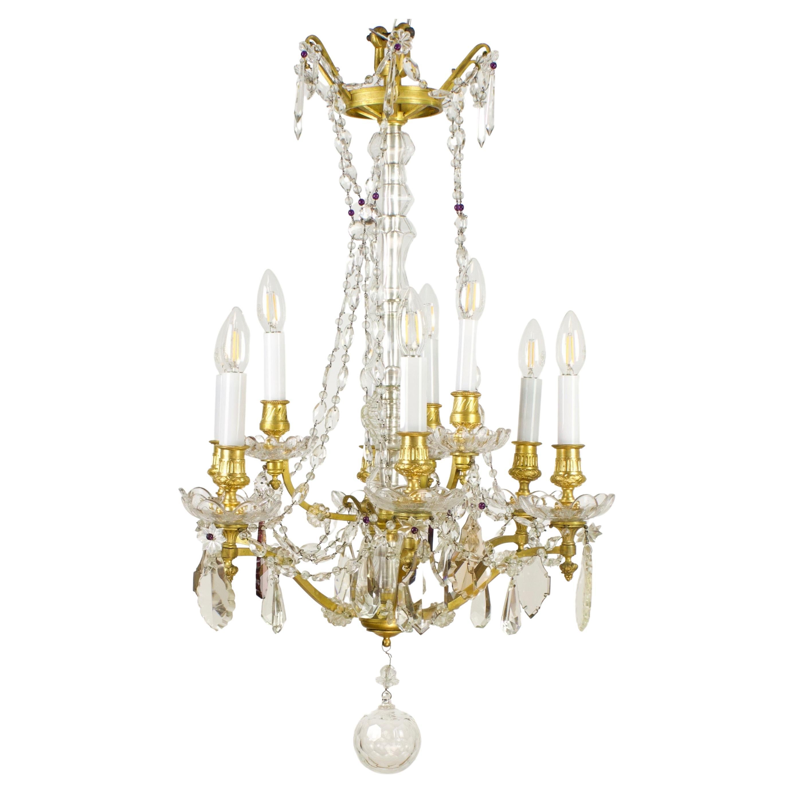 French Maison Colin 19th Century Louis XV Gilt Bronze Cut Crystal Chandelier