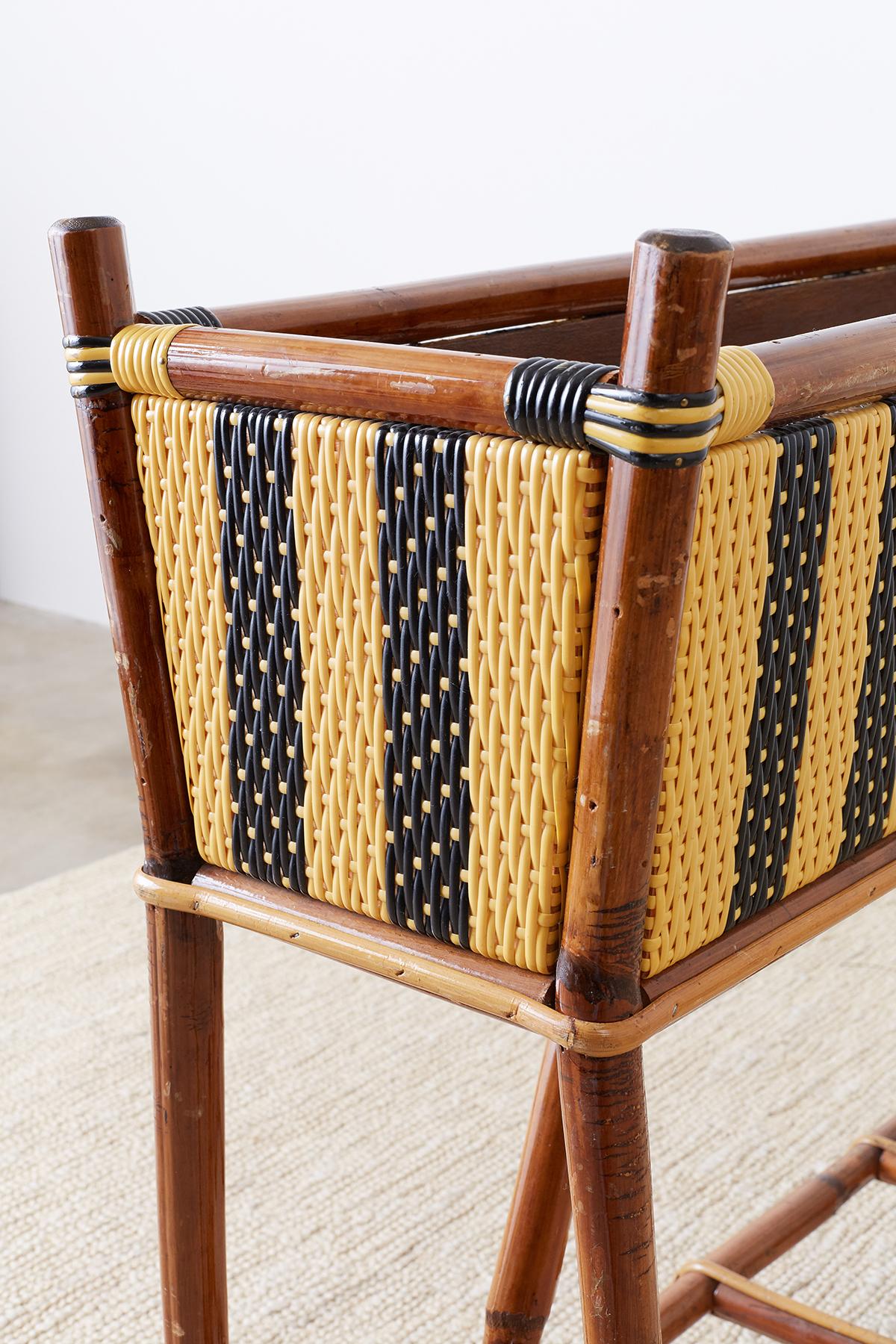 French Maison Gatti Bamboo Rattan Jardinière Planter 9