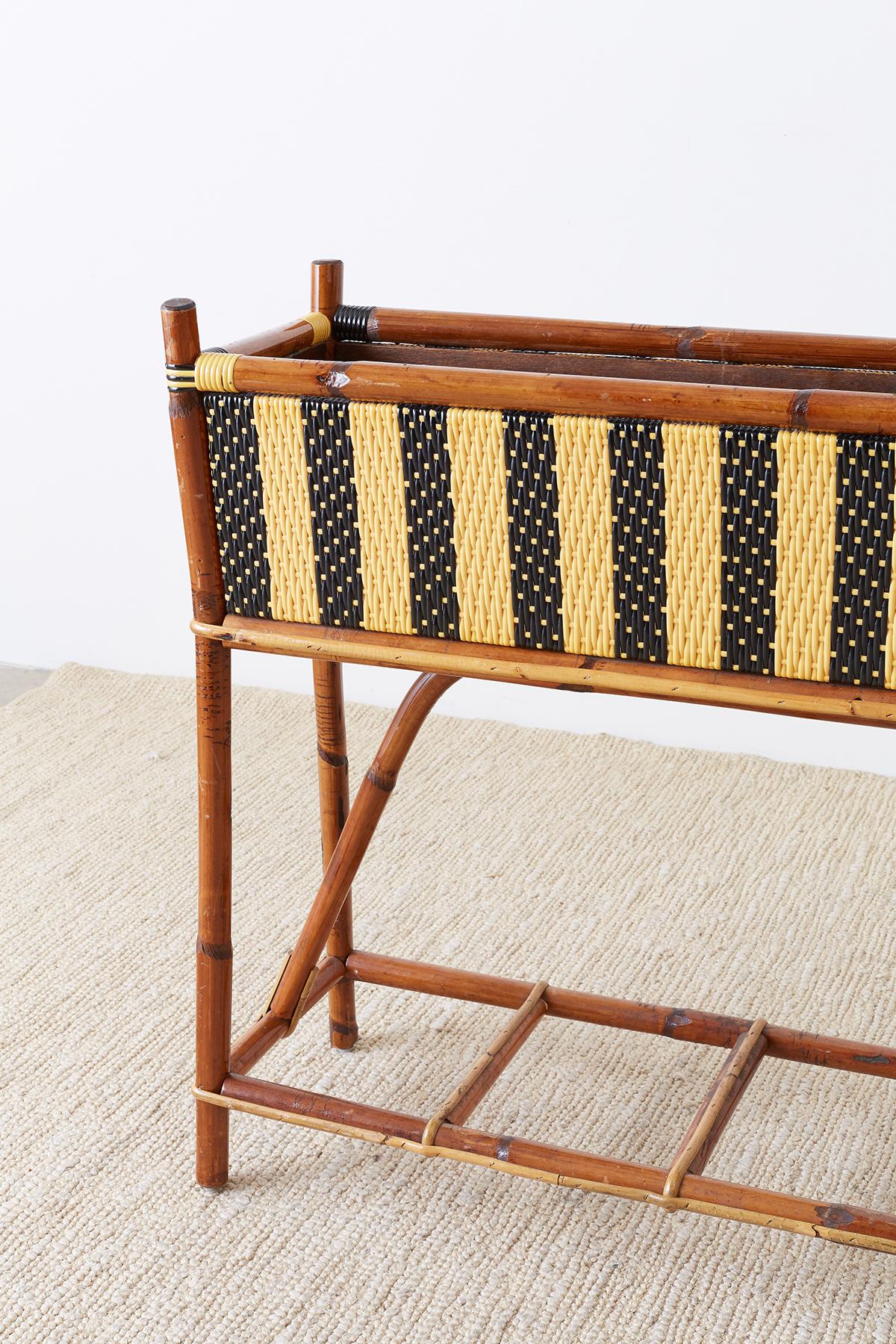 French Maison Gatti Bamboo Rattan Jardinière Planter 1