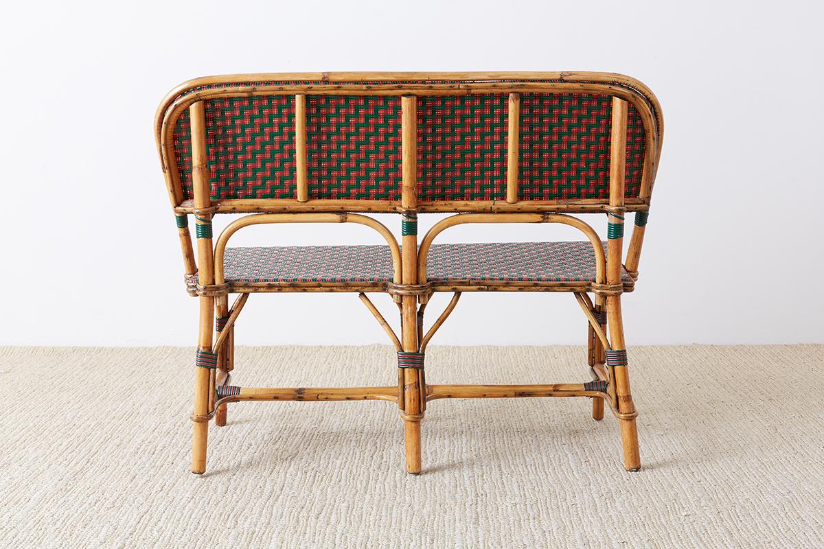 French Maison Gatti Rattan Bamboo Banquette Settee 7