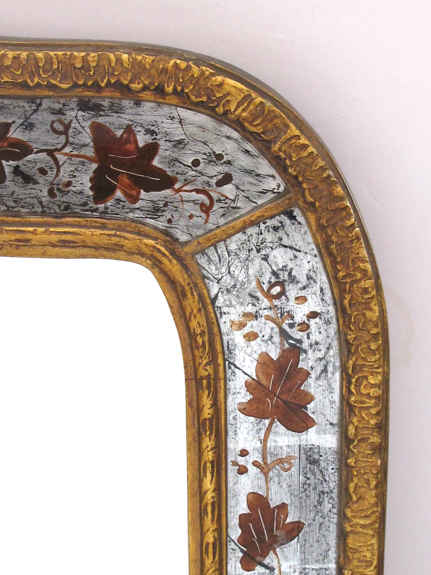 French Maison Jansen 1940s Églomisé and Giltwood Wall Mirror In Good Condition In San Francisco, CA