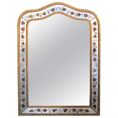 French Maison Jansen 1940s Églomisé and Giltwood Wall Mirror