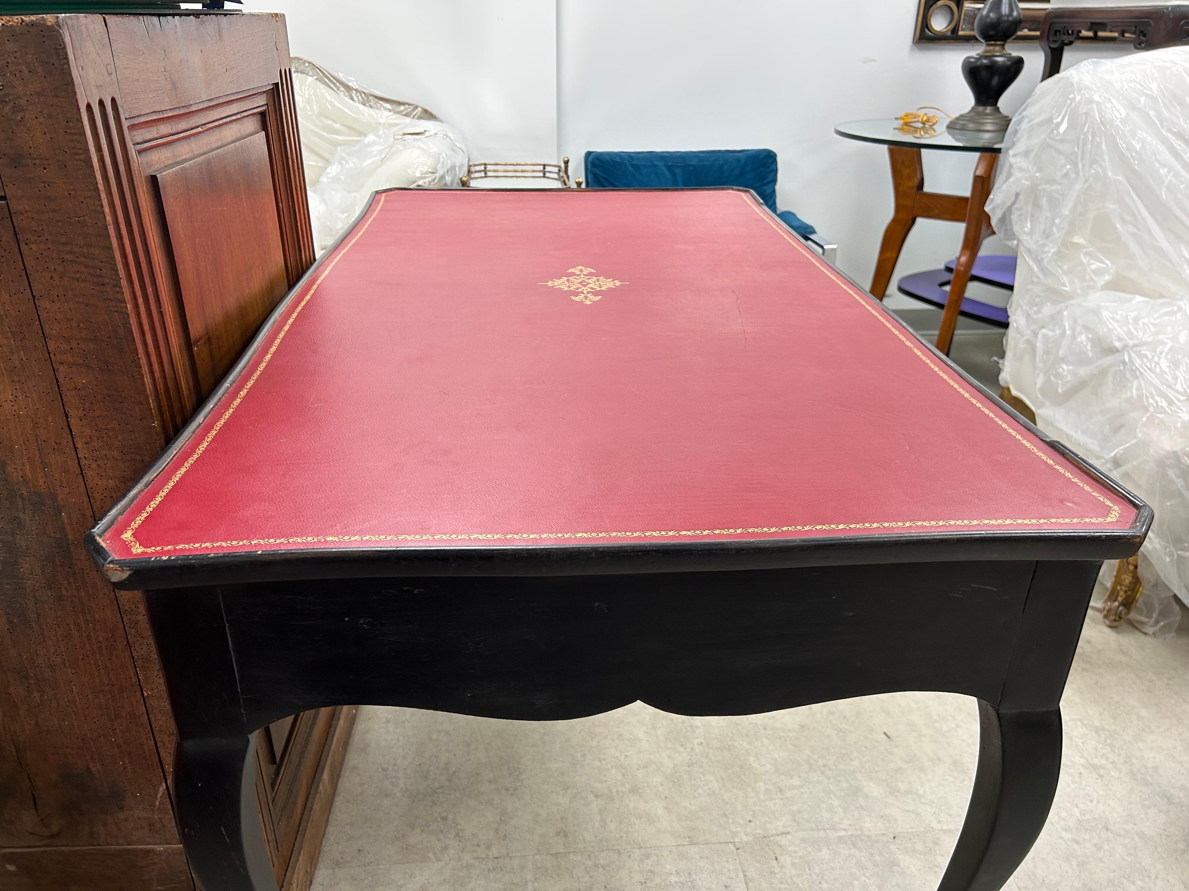 French Maison Jansen Attributed Louis XVI Style Ebonized Desk For Sale 8